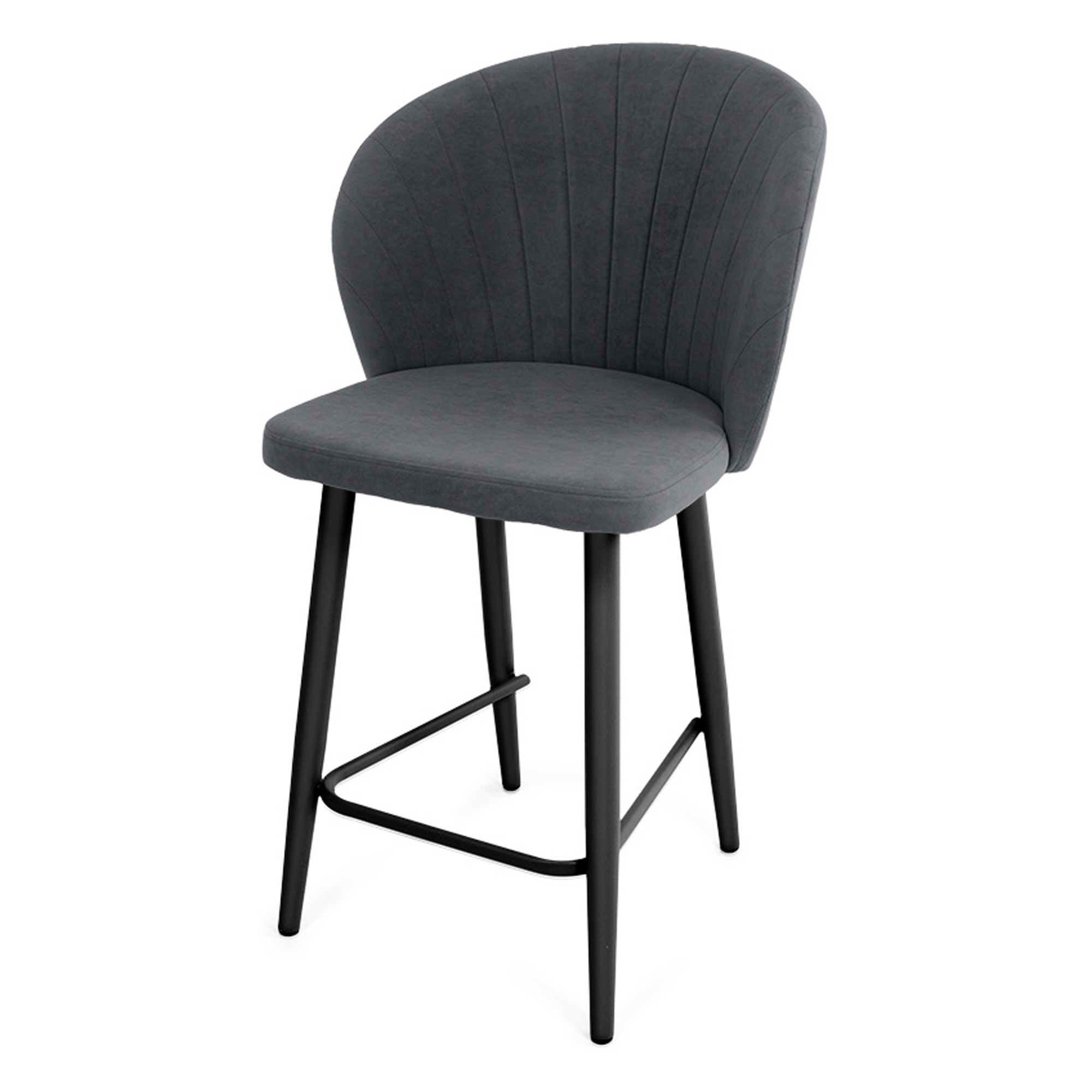 Полубарный стул на металлокаркасе мягкий из велюра (арт 22609) - Фото 1