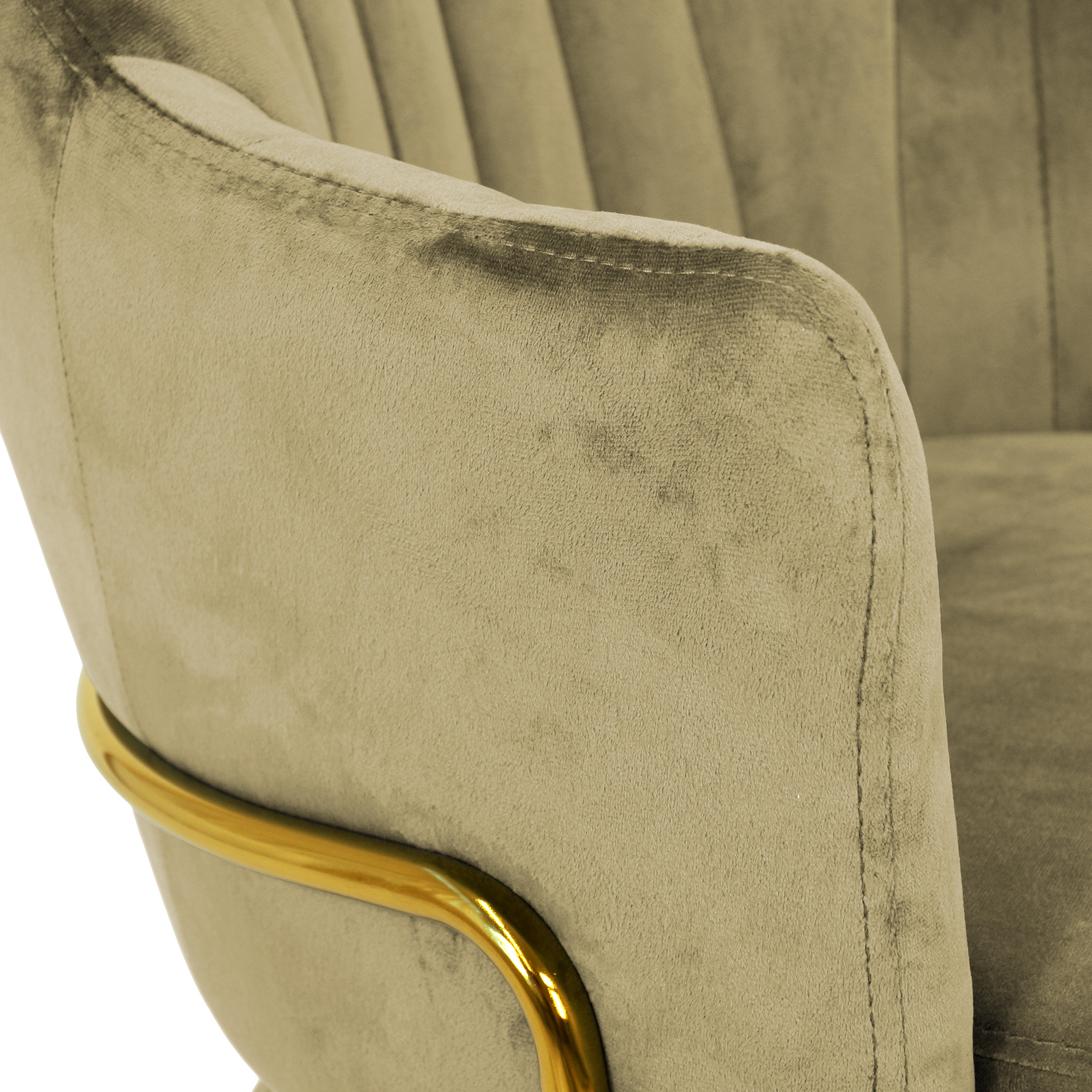 Стул-кресло дизайнерский с подлокотниками бежевый из велюра (арт 23849) - Фото 1