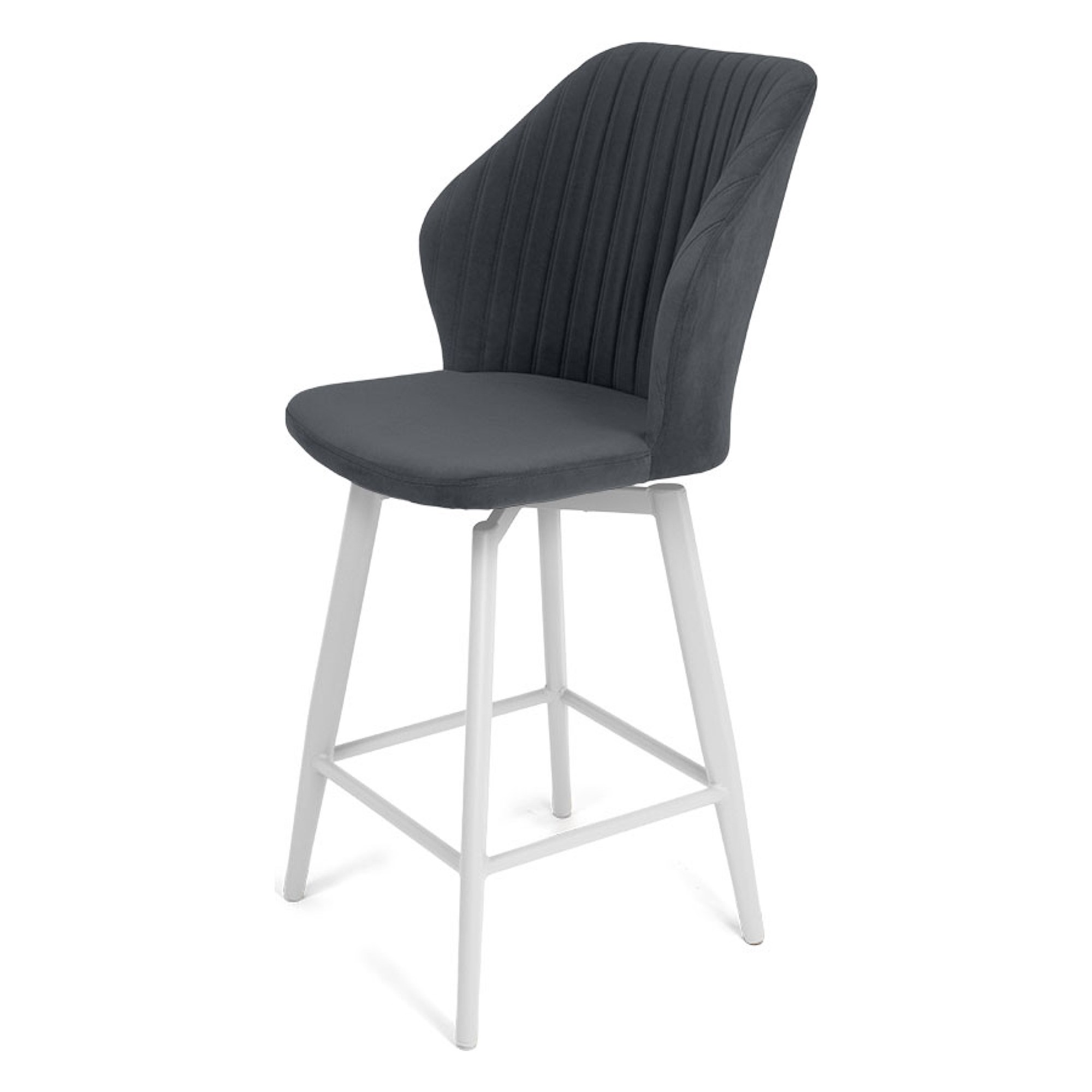 Стул барный мягкий серый велюровый (арт 35428) - Фото 1
