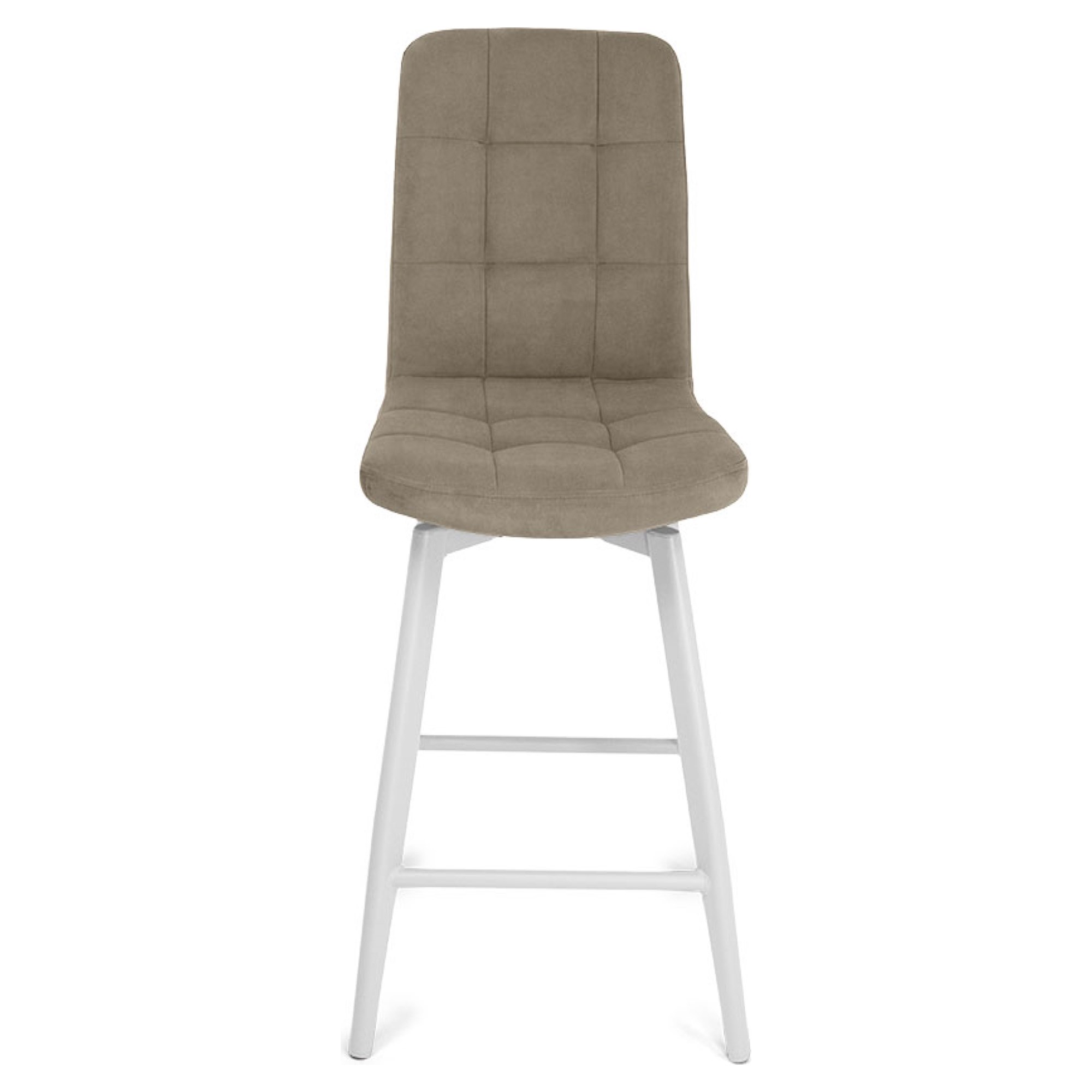 Полубарный стул мягкий бежевый из велюра (арт 35354) - Фото 1