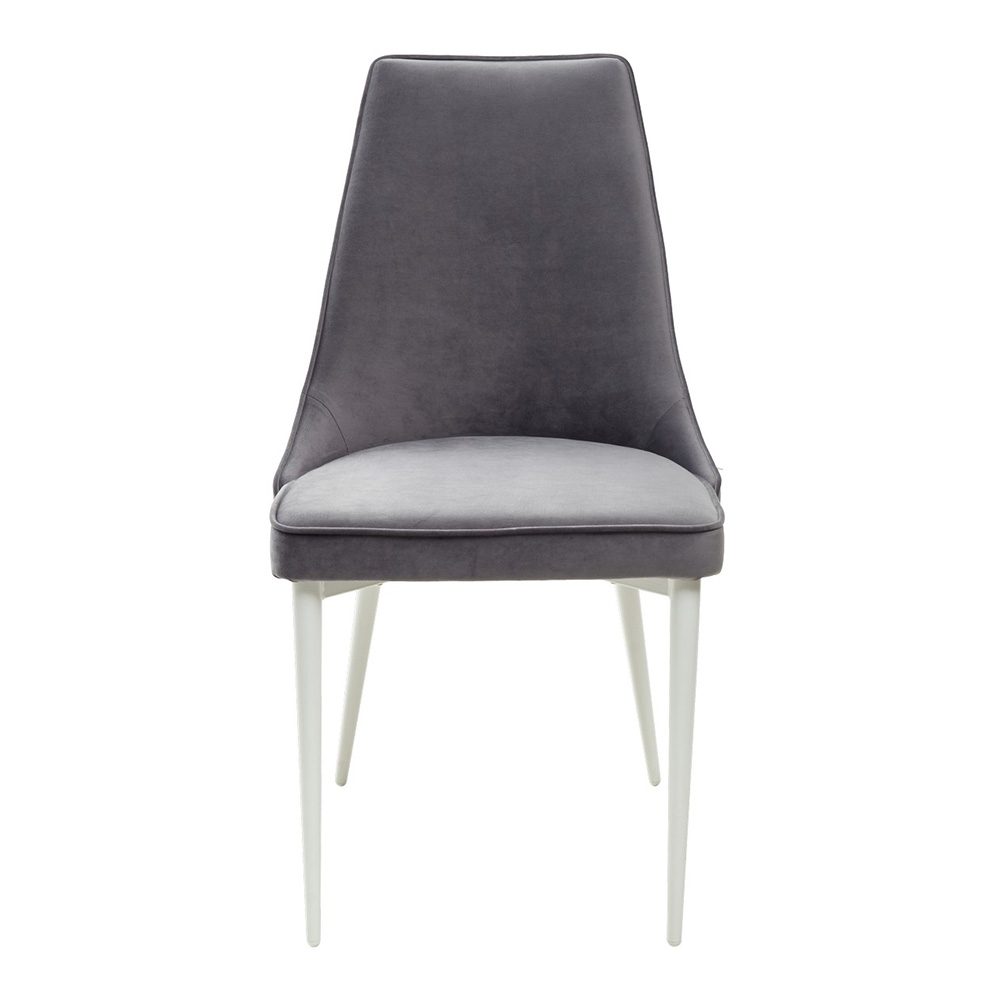 Стул ножки белые с мягкой обивкой серый из велюра (арт 11356) - Фото 1