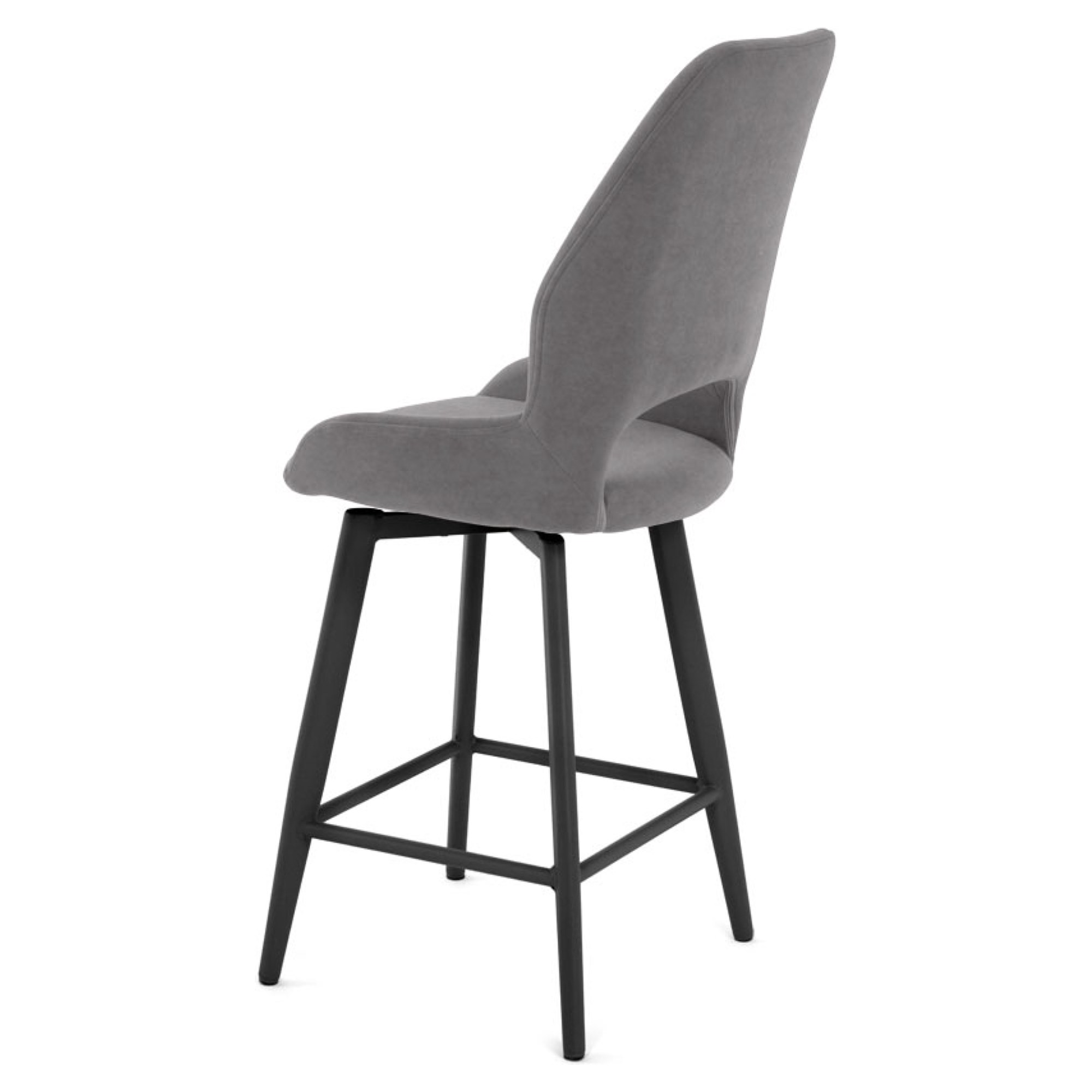 Полубарный стул мягкий серый из велюра современный (арт 35539) - Фото 1