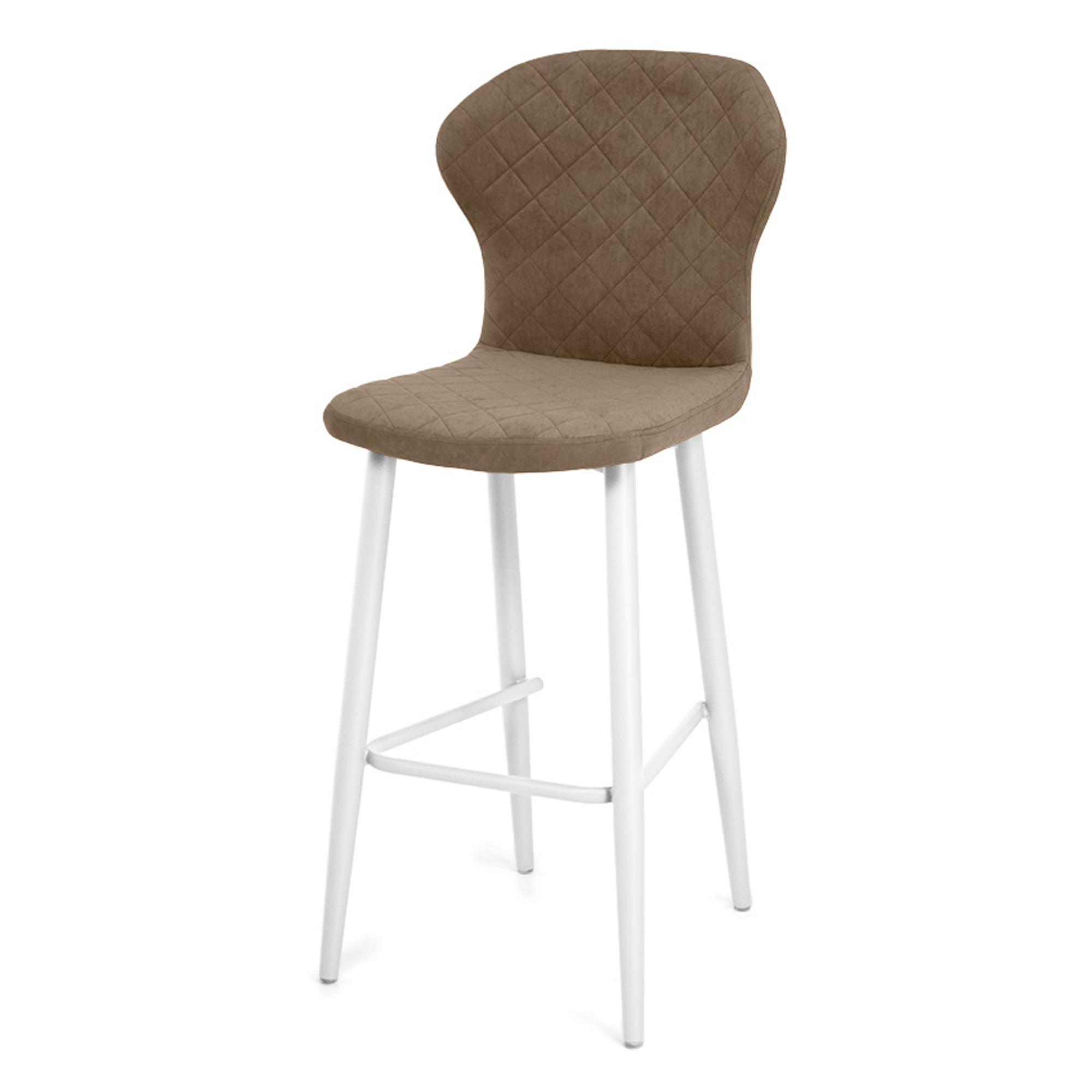 Барный стул металлический мягкий бежевый из велюра (арт 34142) - Фото 1