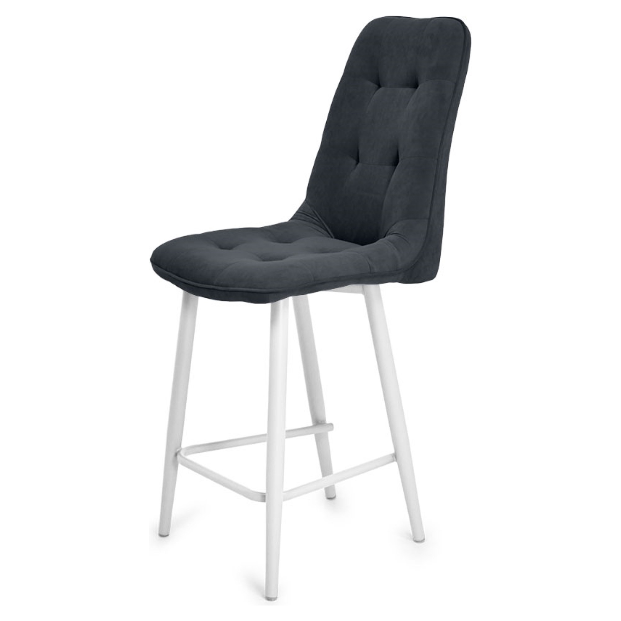 Стул барный с мягким сидением серый из велюра (арт 20827) - Фото 1