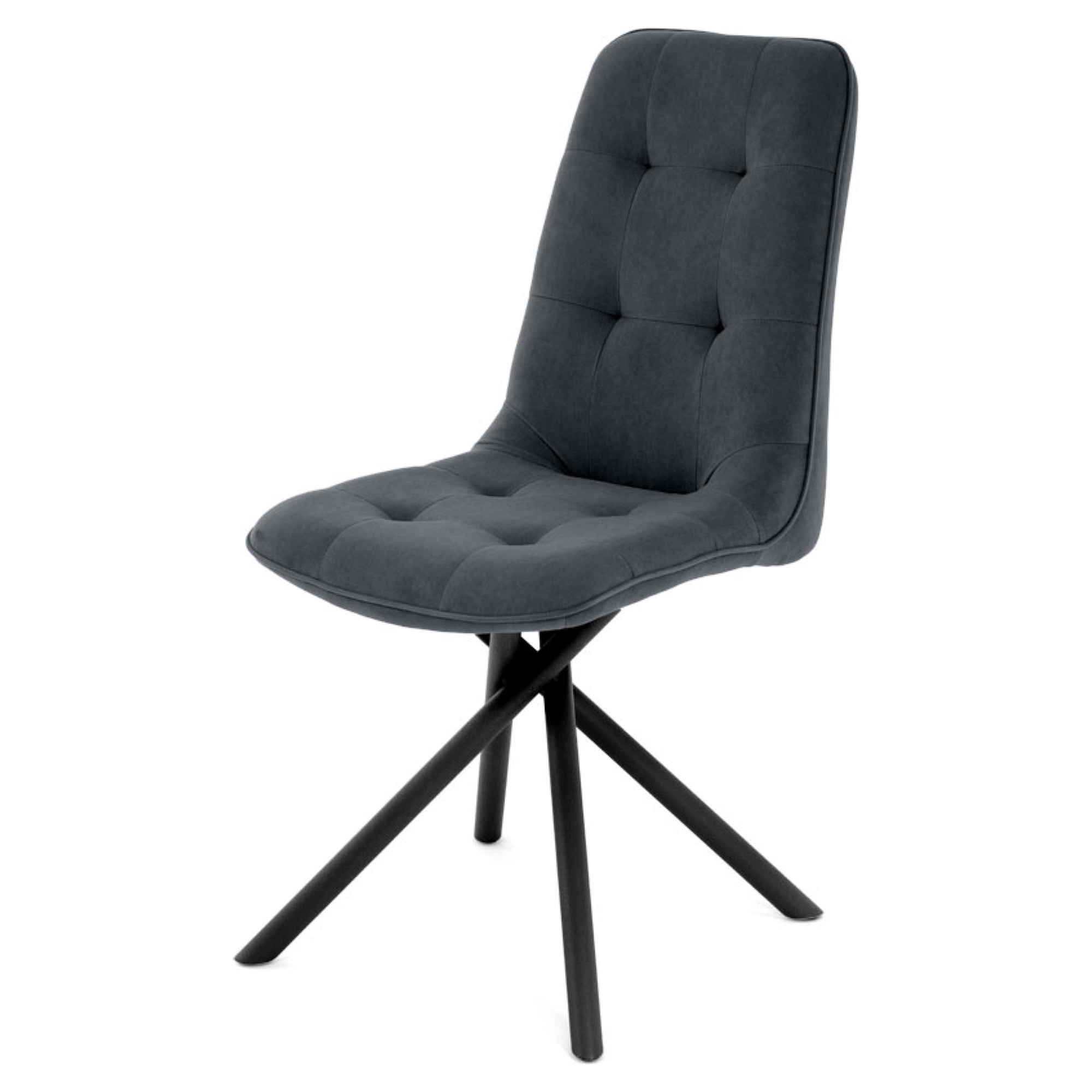 Стул на металлокаркасе мягкий серый из велюра (арт 35337) - Фото 1