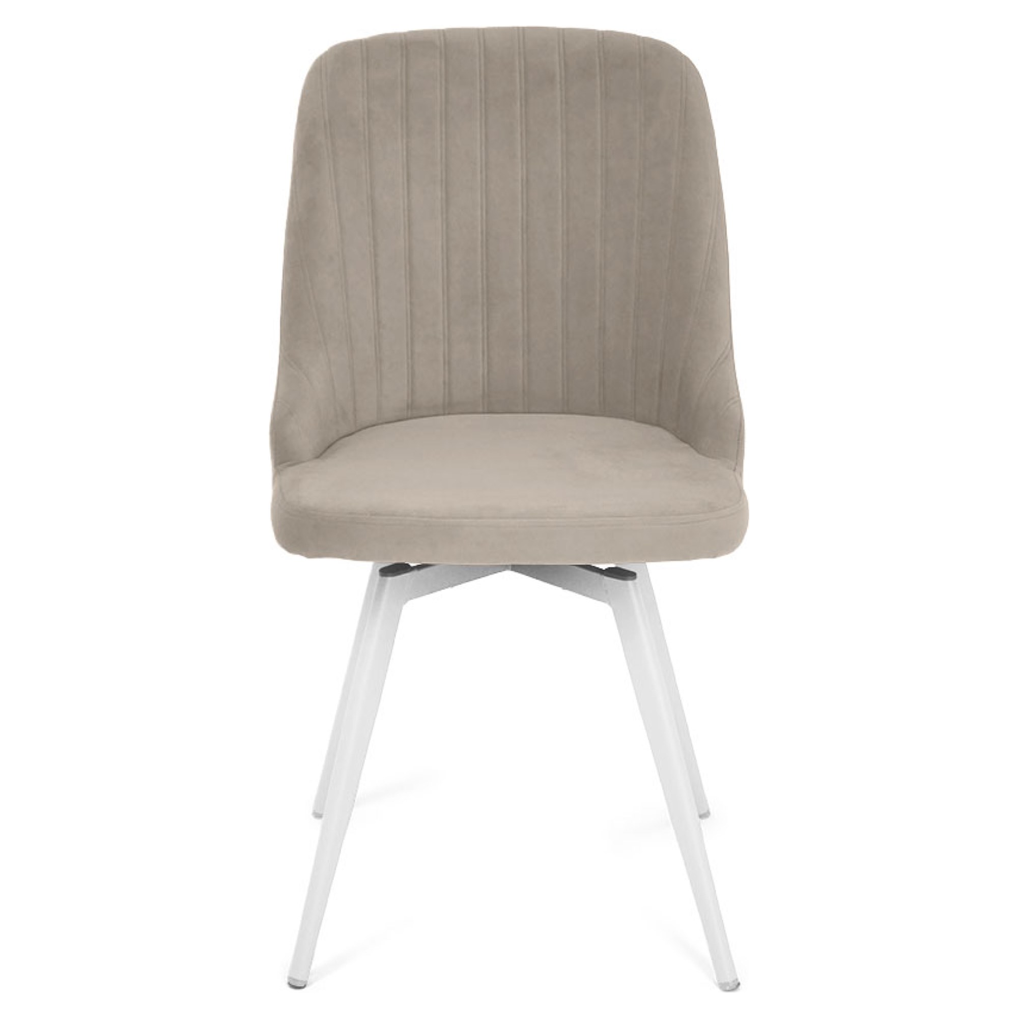 Стул с белыми ножками слоновая кость из велюра (арт 22696) - Фото 1