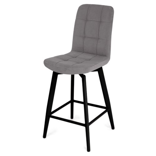 Стул полубарный серый велюровый современный (арт 35366) - Фото 2