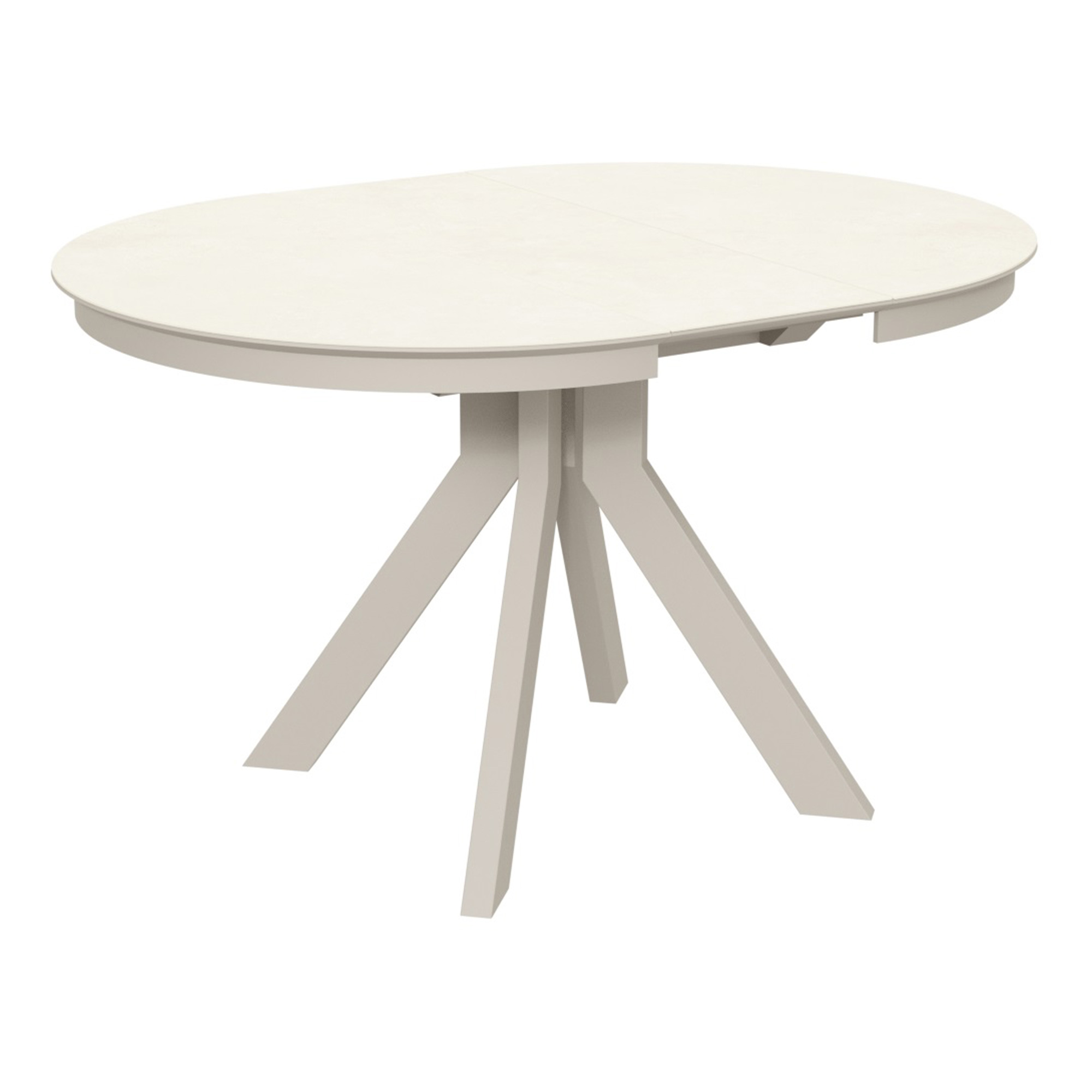 Обеденный стол раскладной круглый из керамогранита кремовый (арт 33495) - Фото 1