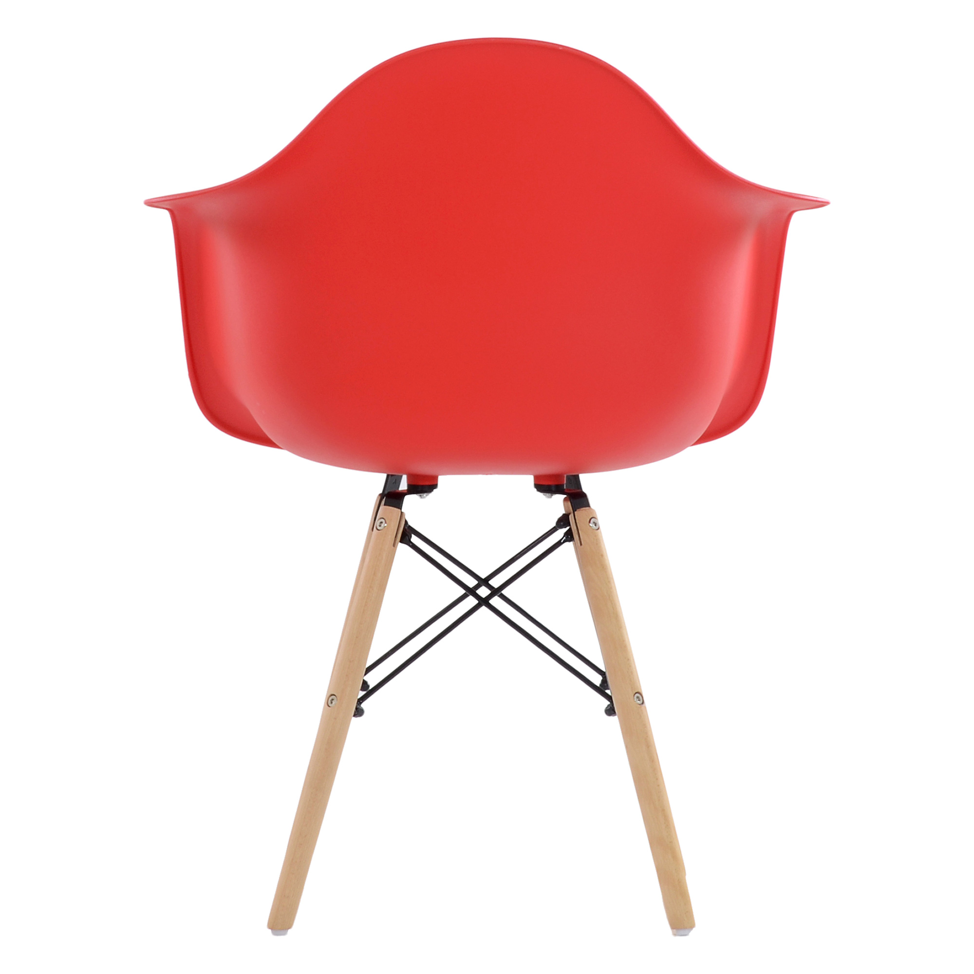 Полукресло дизайнерское деревянное с подлокотниками красное eames (арт 10860) - Фото 1