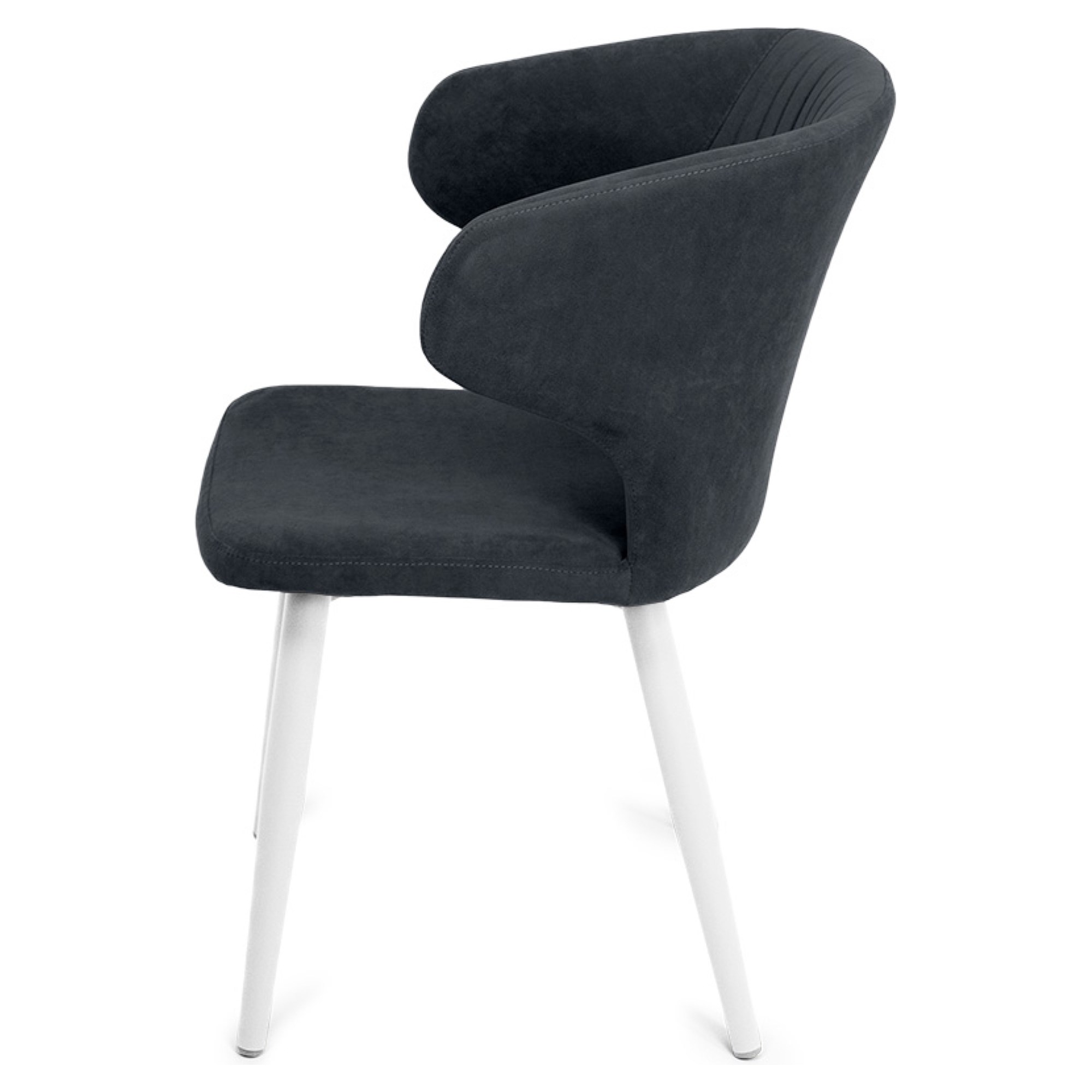 Стул на металлокаркасе мягкий серый из велюра (арт 25830) - Фото 1