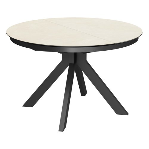 Кухонный стол раскладной круглый из керамогранита бежевый (арт 32691) - Фото 2