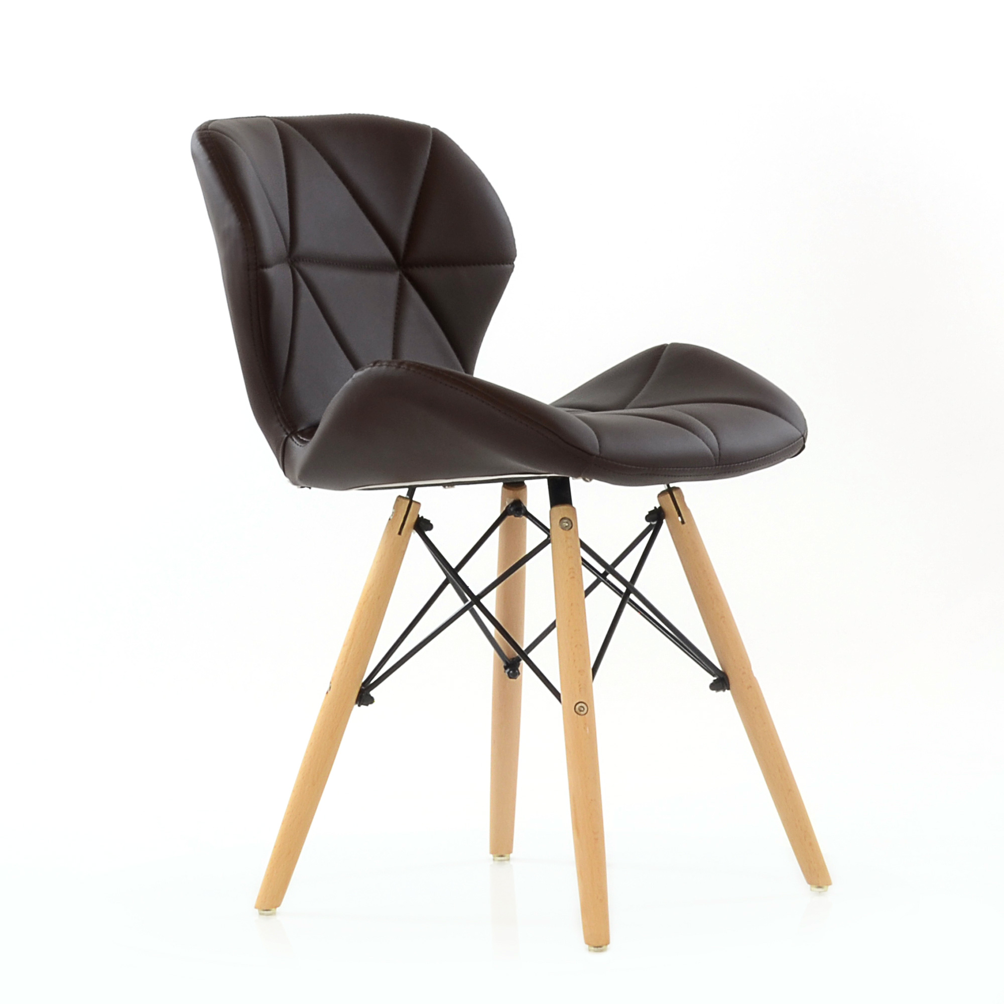 Стул дизайнерский мягкий коричневый с обивкой из экокожи eames (арт 5646) - Фото 1