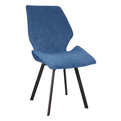 Стул интерьерный на металлокаркасе синий из бархата (арт 30830) - Фото 2