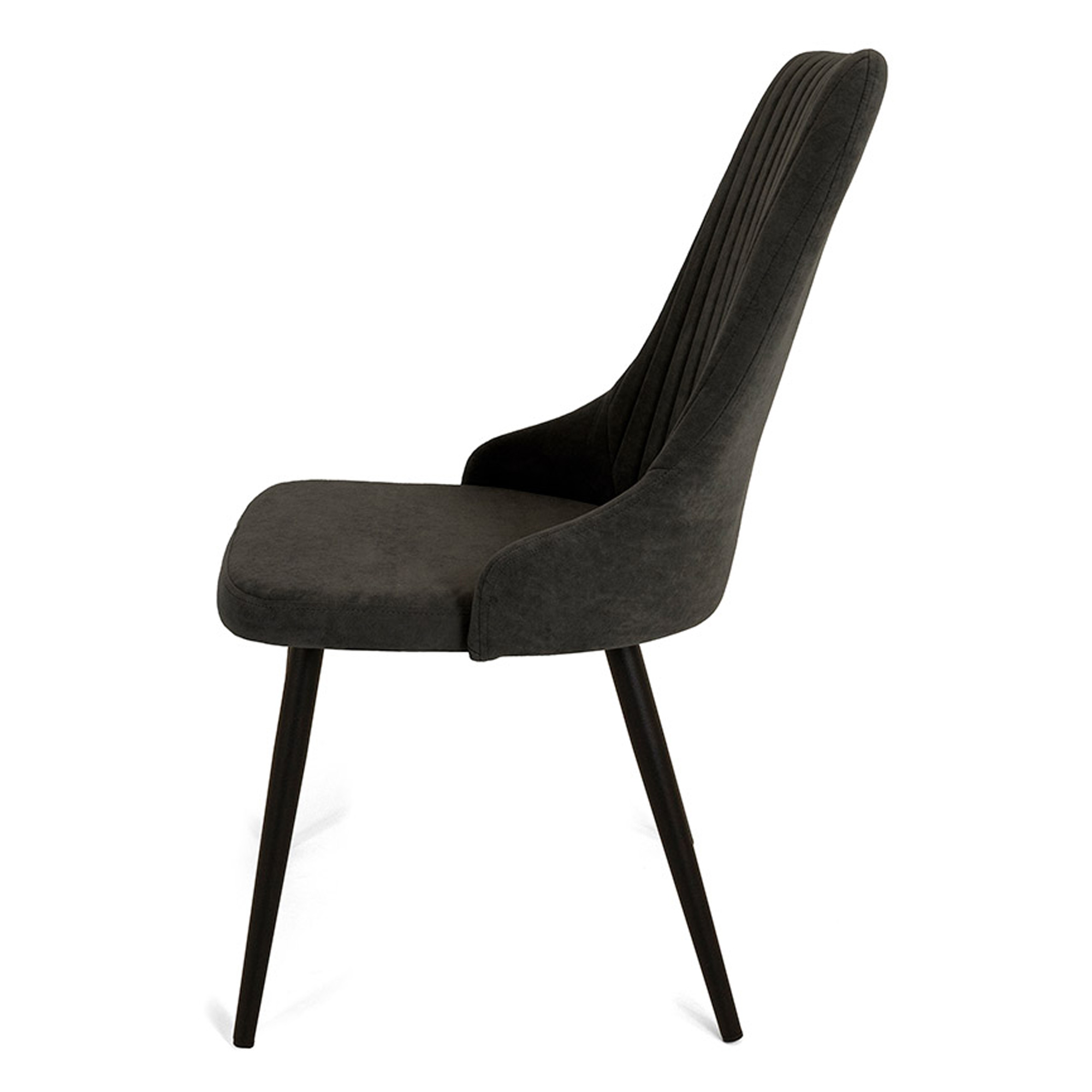 Стул с черными ножками мягкий коричневый с обивкой из велюра (арт 22794) - Фото 1