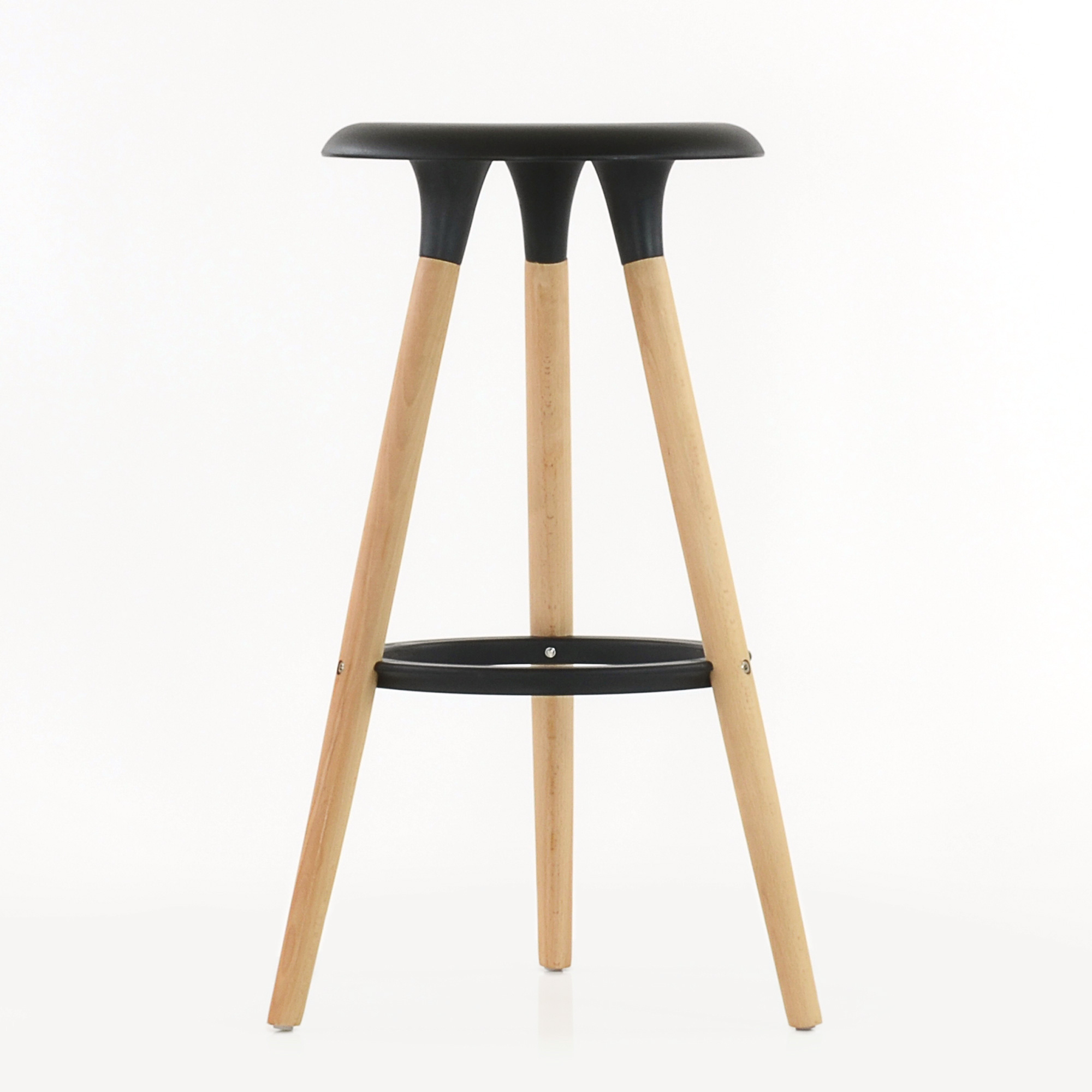 Барный стул дизайнерский деревянный черный пластиковый (арт 2339) - Фото 1