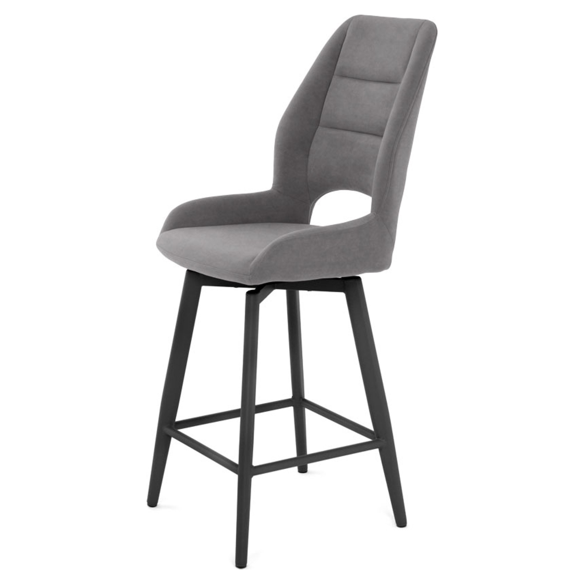 Полубарный стул мягкий серый из велюра современный (арт 35539) - Фото 1
