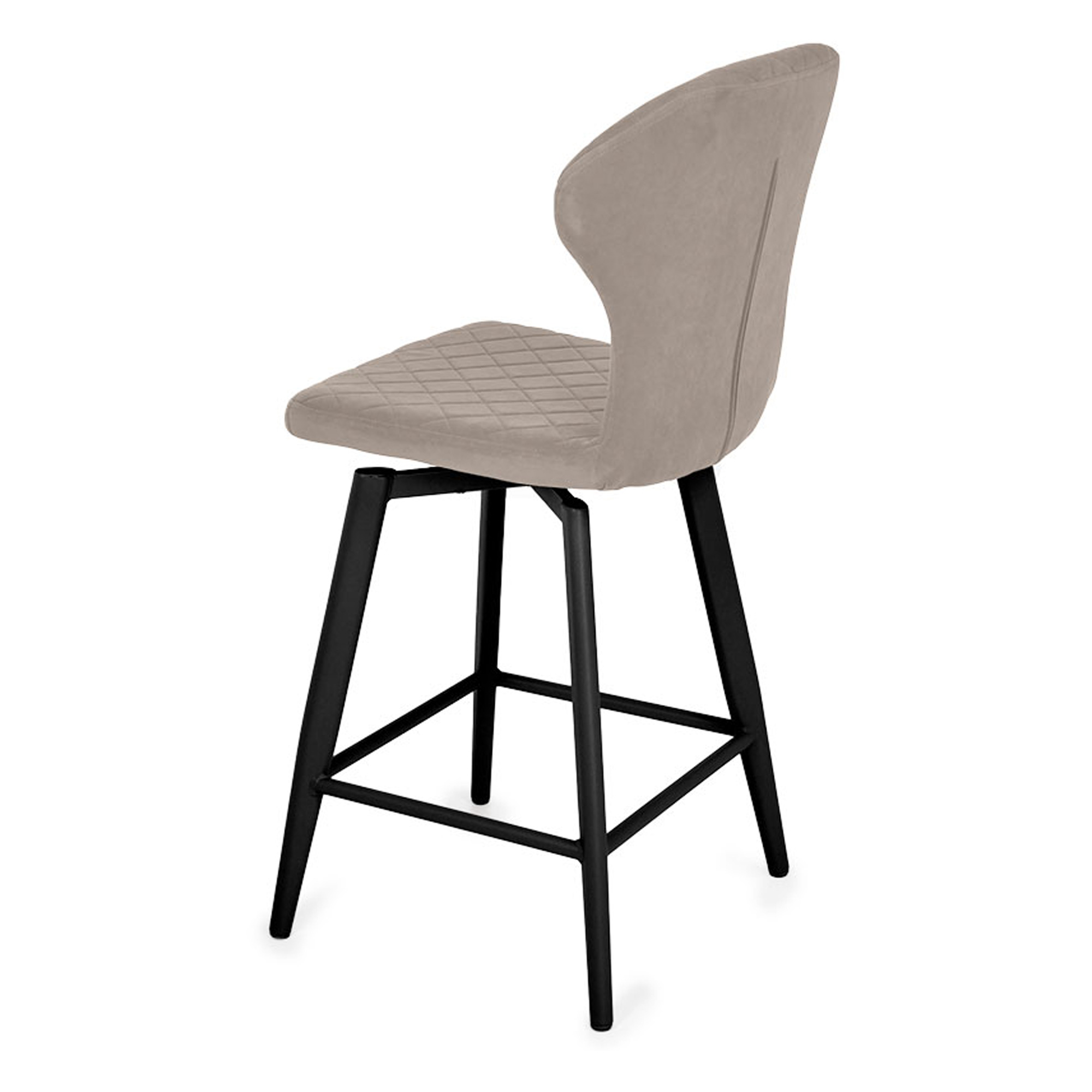 Стул барный мягкий слоновая кость из велюра современный (арт 34160) - Фото 1