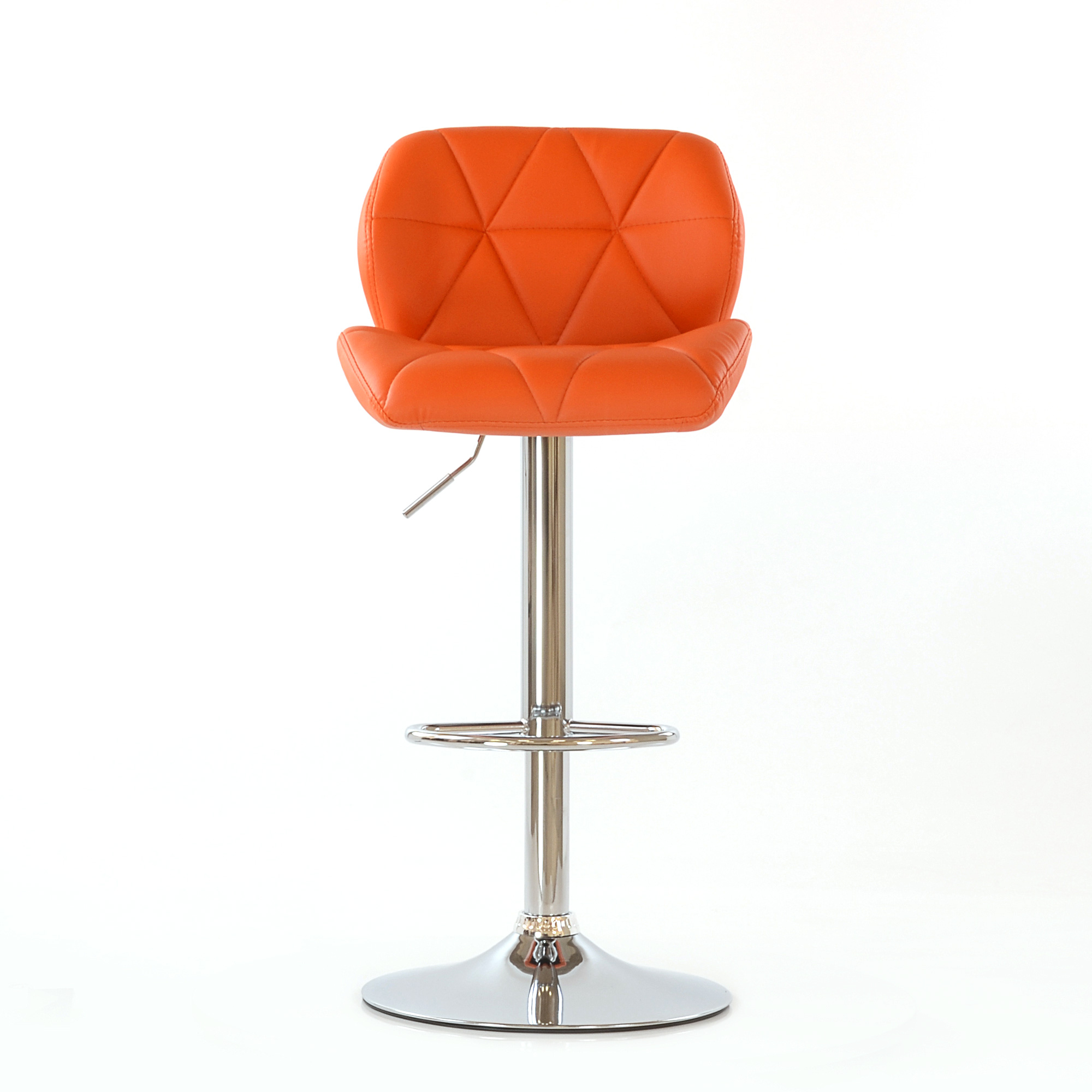 Барный стул металлический ножки хром мягкий оранжевый регулируемый (арт 5578) - Фото 1