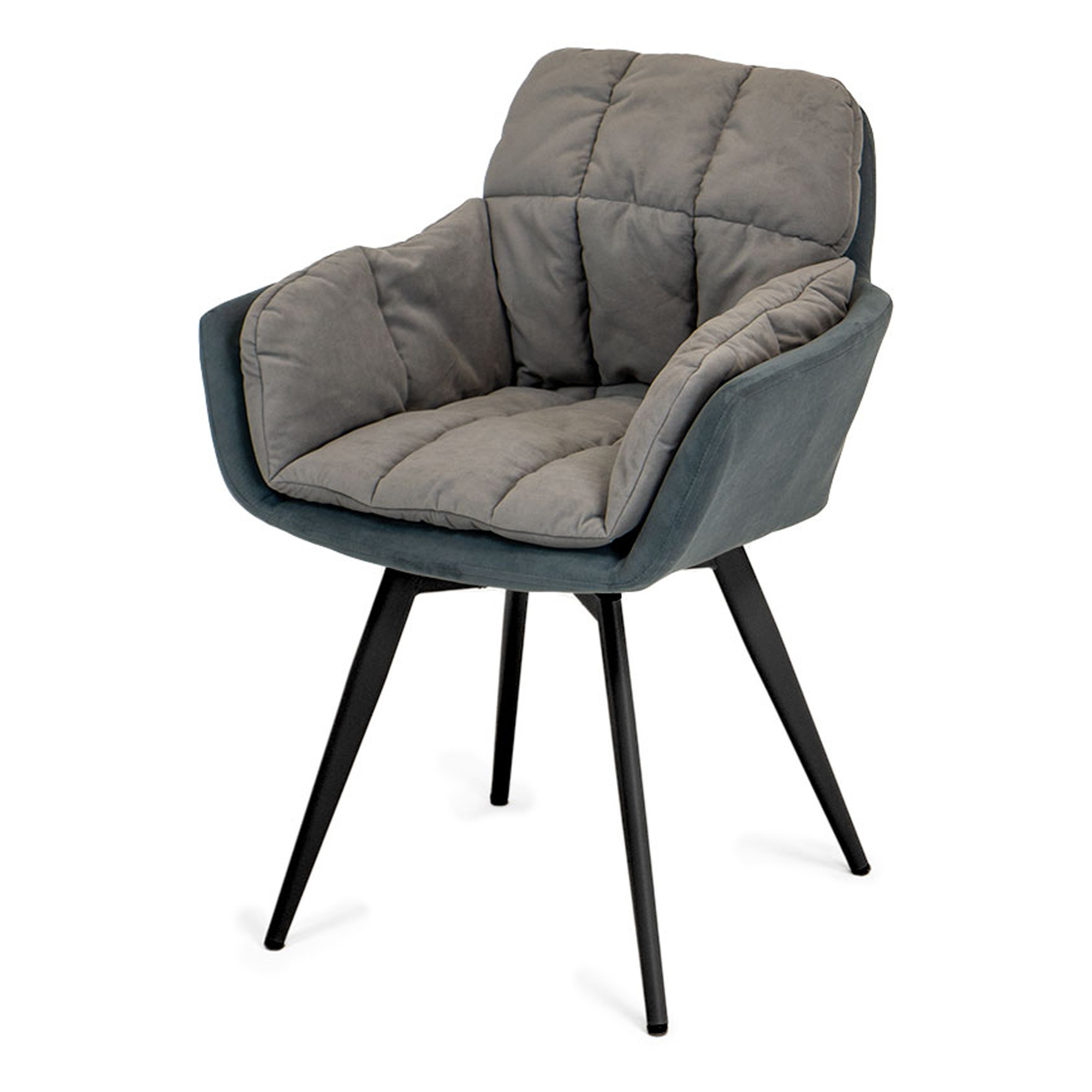 Стул для кухни серый из велюра (арт 33539) - Фото 1