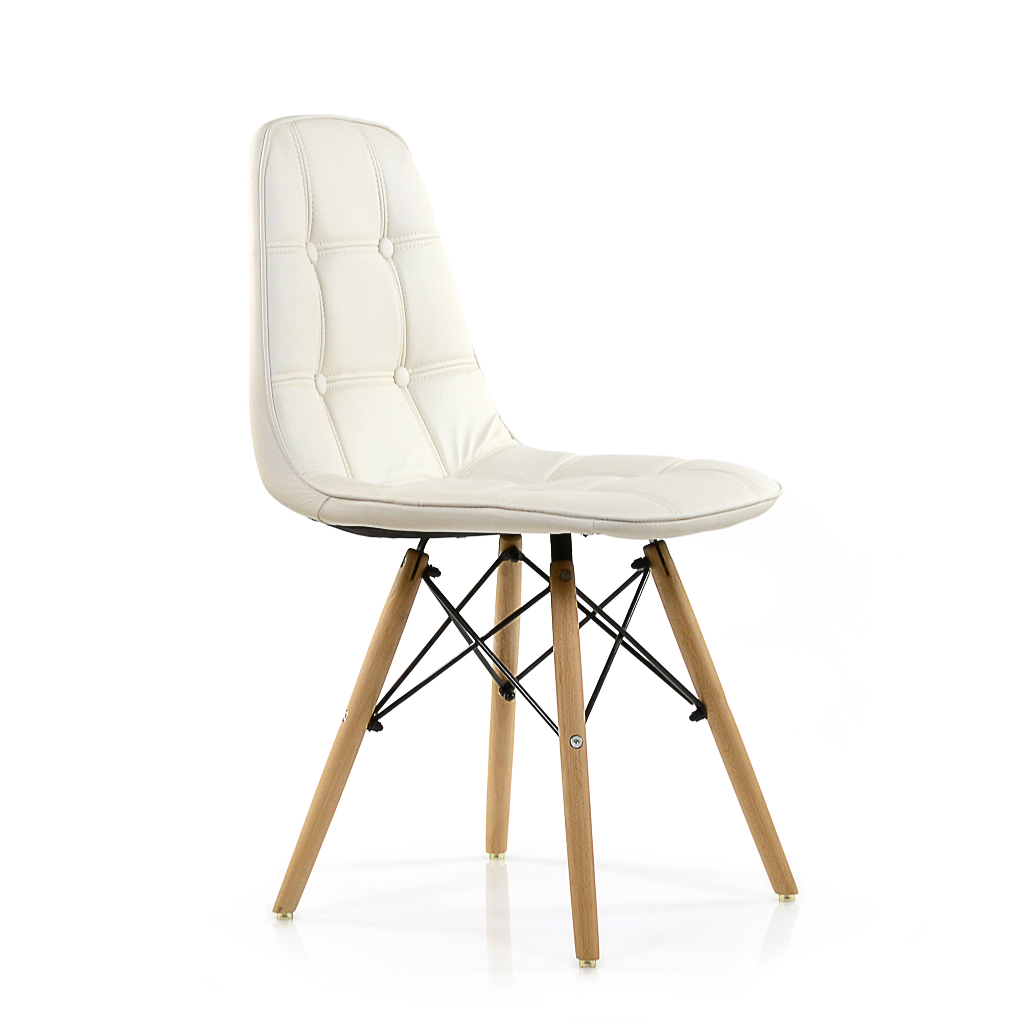 Стул дизайнерский деревянный мягкий белый из экокожи eames (арт 5231) - Фото 1