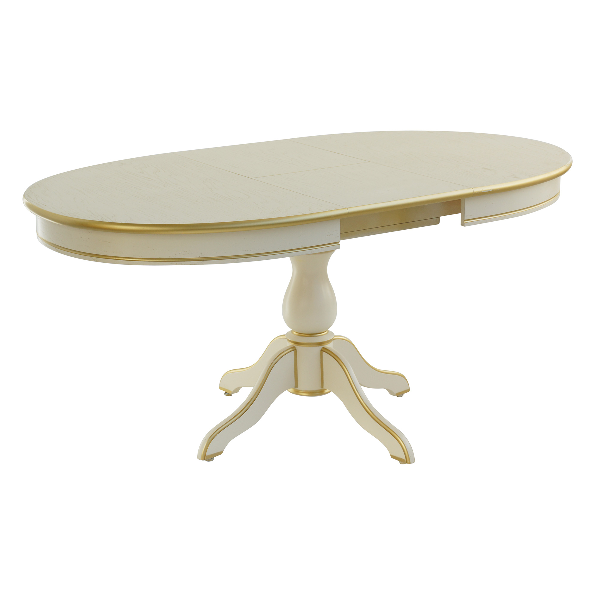 Стол обеденный овальный бежевый на одной ножке классический (арт 7088) - Фото 1