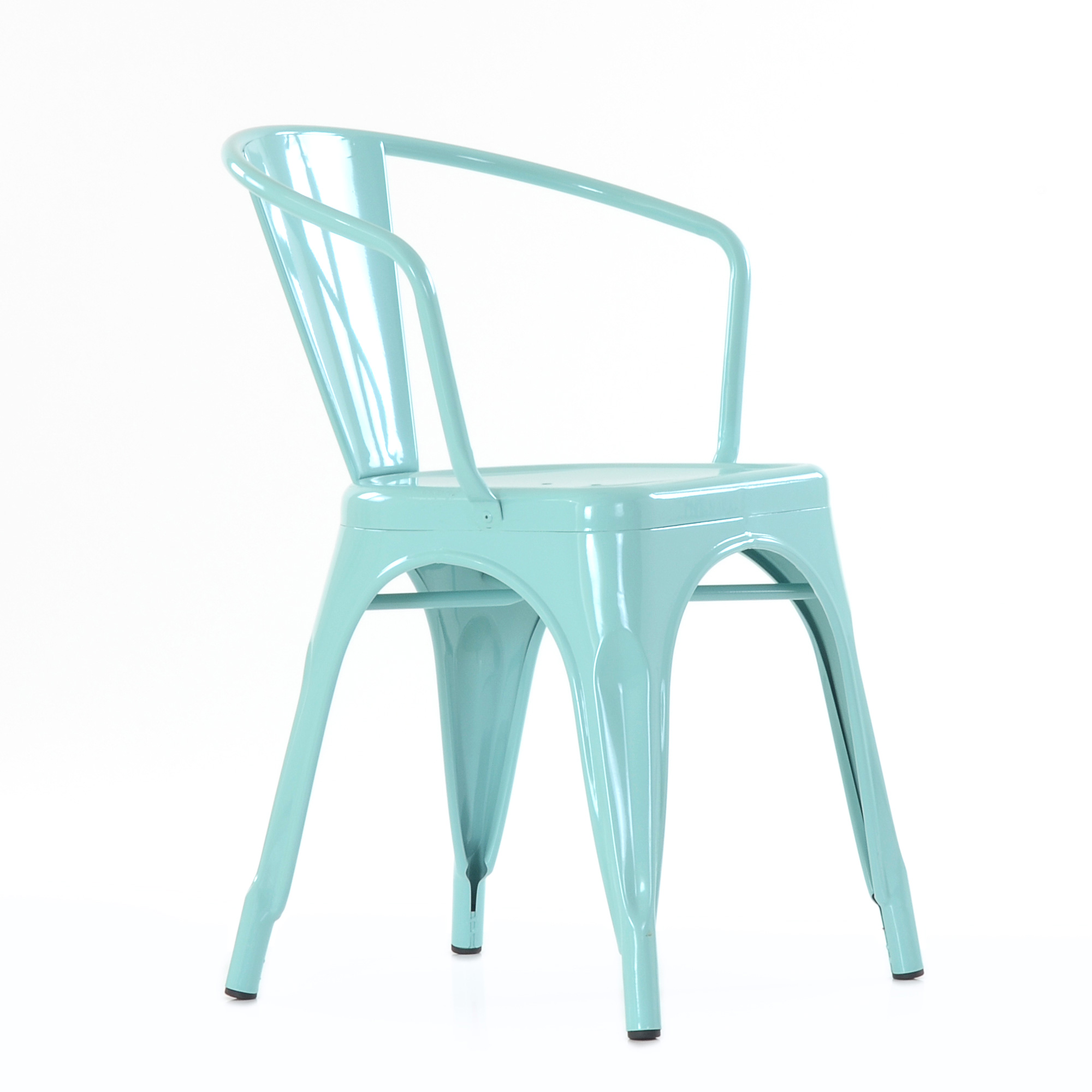 Стул-кресло дизайнерский на каркасе из металла голубой tolix (арт 29440) - Фото 1