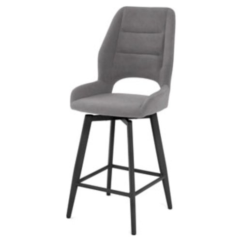 Полубарный стул мягкий серый из велюра современный (арт 35539) - Фото 2
