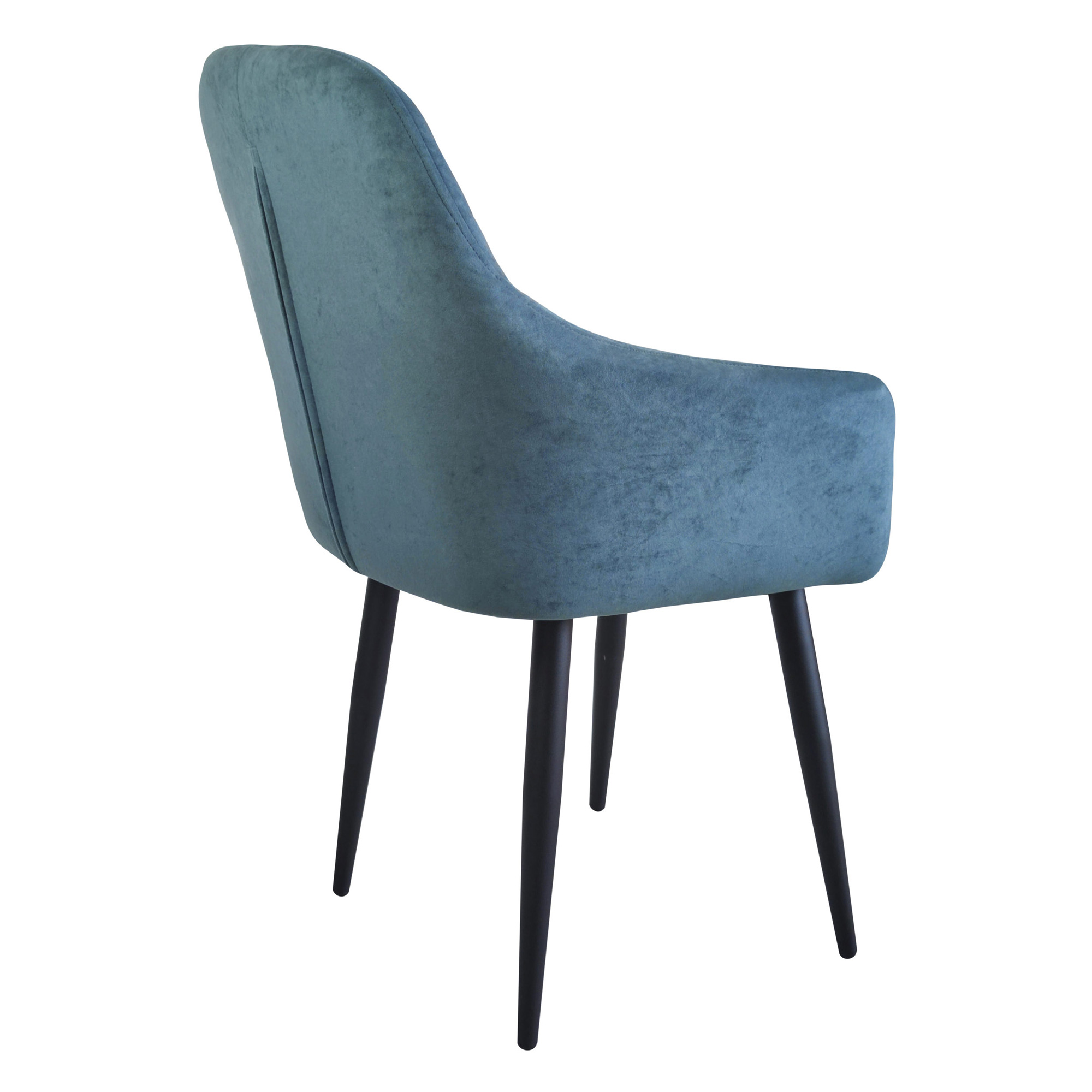 Стул-кресло с черными ножками с подлокотниками синий из велюра (арт 29483) - Фото 1