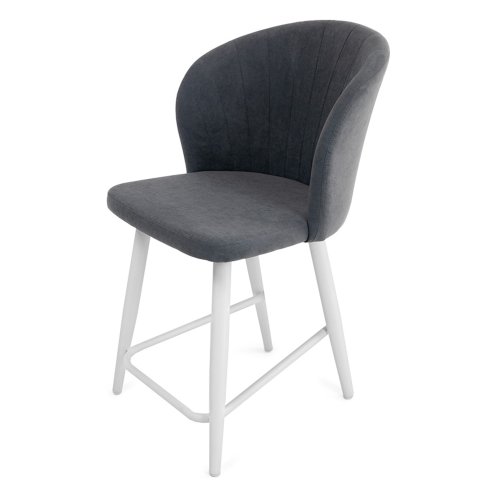 Стул полубарный на металлокаркасе серый из велюра (арт 22527) - Фото 2
