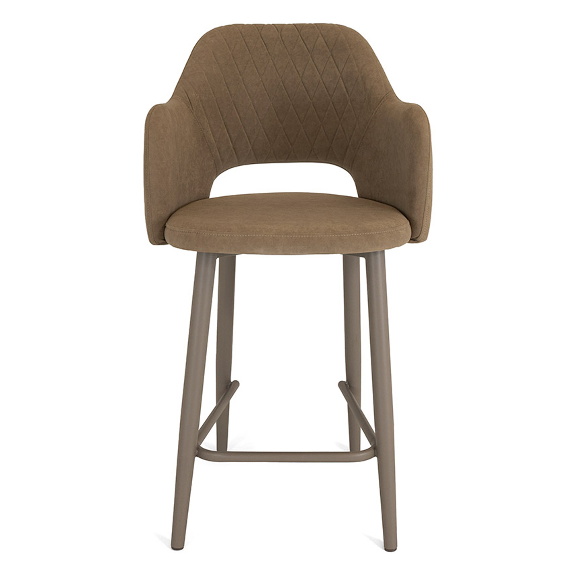 Полубарный стул мягкий с подлокотниками бежевый из велюра (арт 27552) - Фото 1