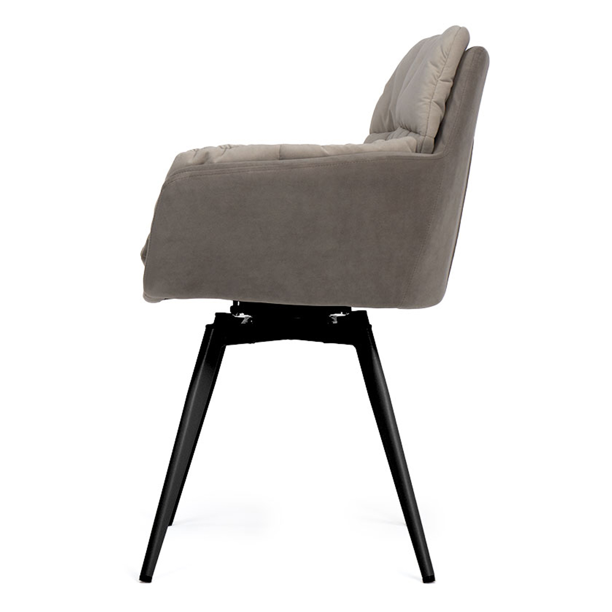 Стул кухонный с черными ножками мягкий бежевый из велюра (арт 33538) - Фото 1