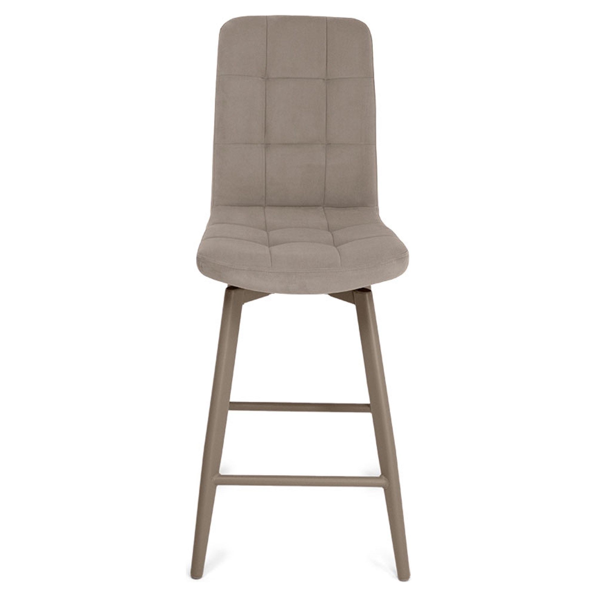 Стул полубарный кремовый из велюра (арт 35360) - Фото 1