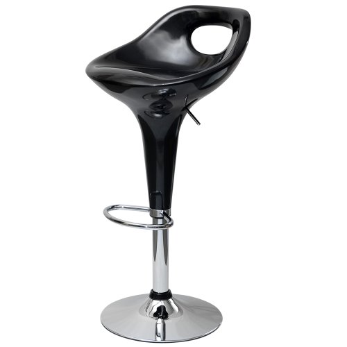 Барный стул с ножками хром черный пластиковый регулируемый (арт 6528) - Фото 2