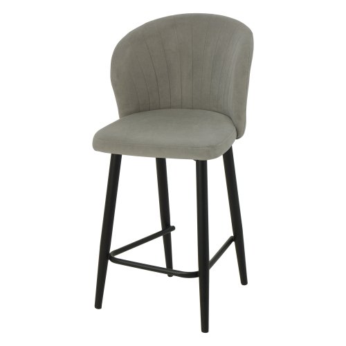 Полубарный стул на металлокаркасе мягкий серый из велюра (арт 22612) - Фото 2