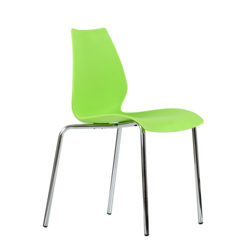 Стул на металлическом каркасе ножки хром зеленый пластиковый (арт 6631) - Фото 2