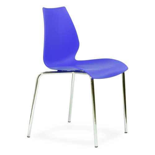 Стул хромированный синий из пластика современный (арт 32930) - Фото 2