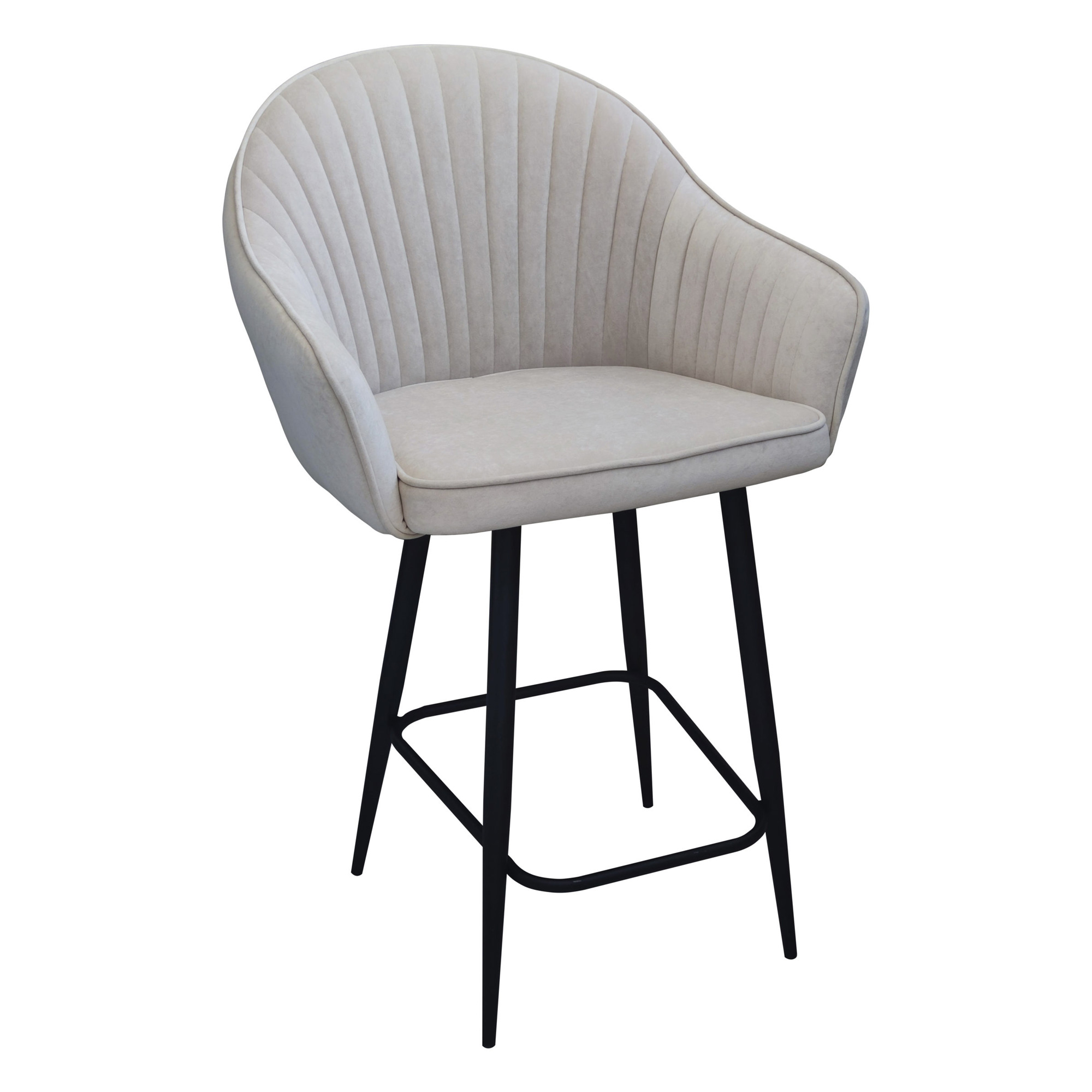 Стул полубарный с мягкой обивкой с подлокотниками бежевый (арт 31852) - Фото 1