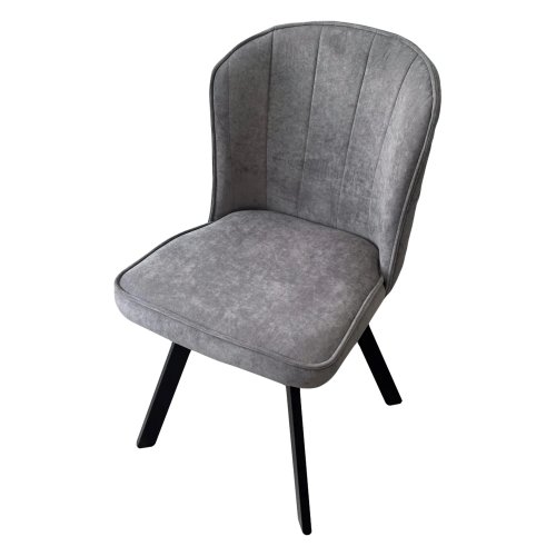 Стул на металлическом каркасе мягкий серый с обивкой из велюра (арт 29478) - Фото 2
