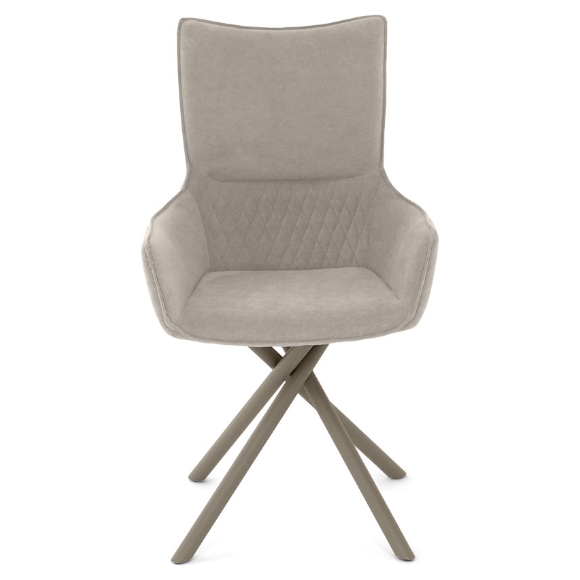 Стул интерьерный с металлическими ножками бежевый из велюра (арт 35561) - Фото 1