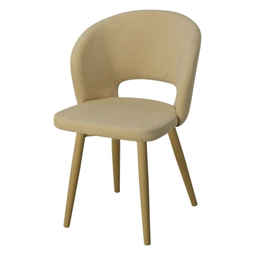 Стул на металлокаркасе мягкий бежевый с обивкой из велюра (арт 26938) - Фото 2
