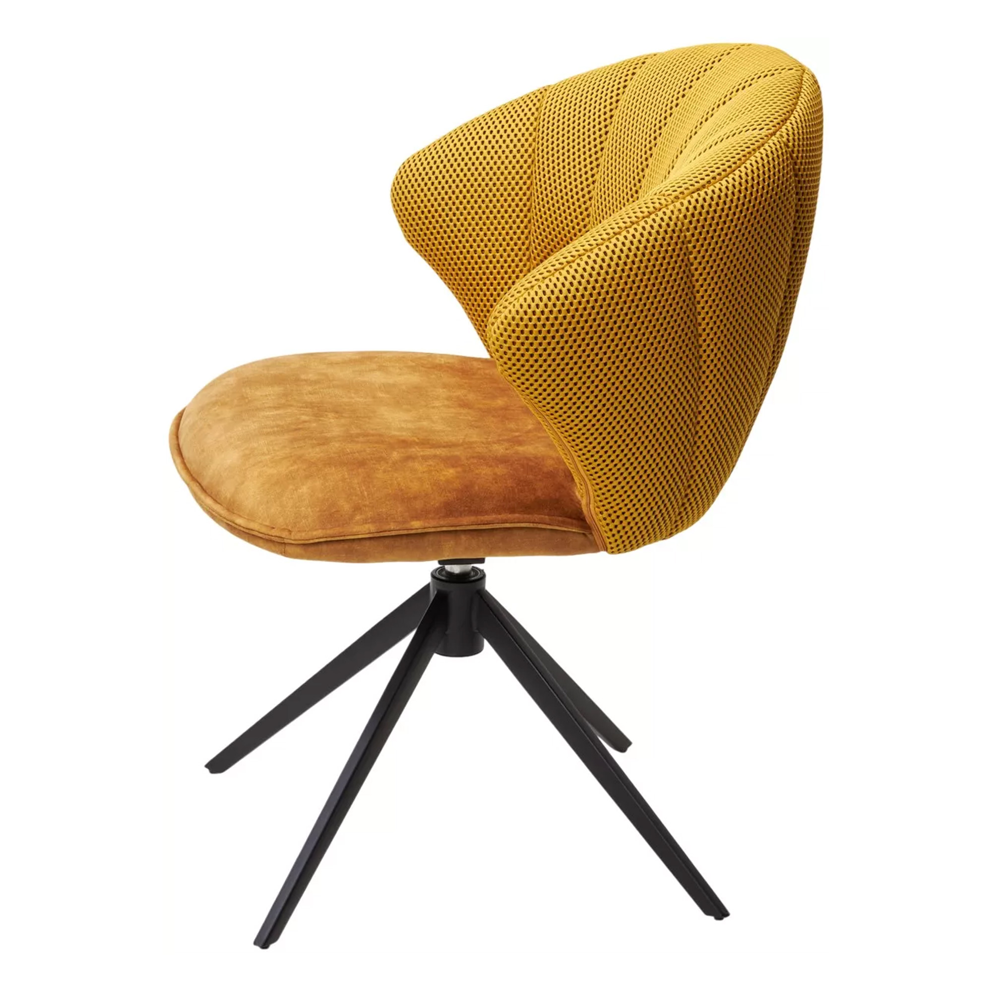 Стул на металлическом каркасе желтый из велюра (арт 34121) - Фото 1