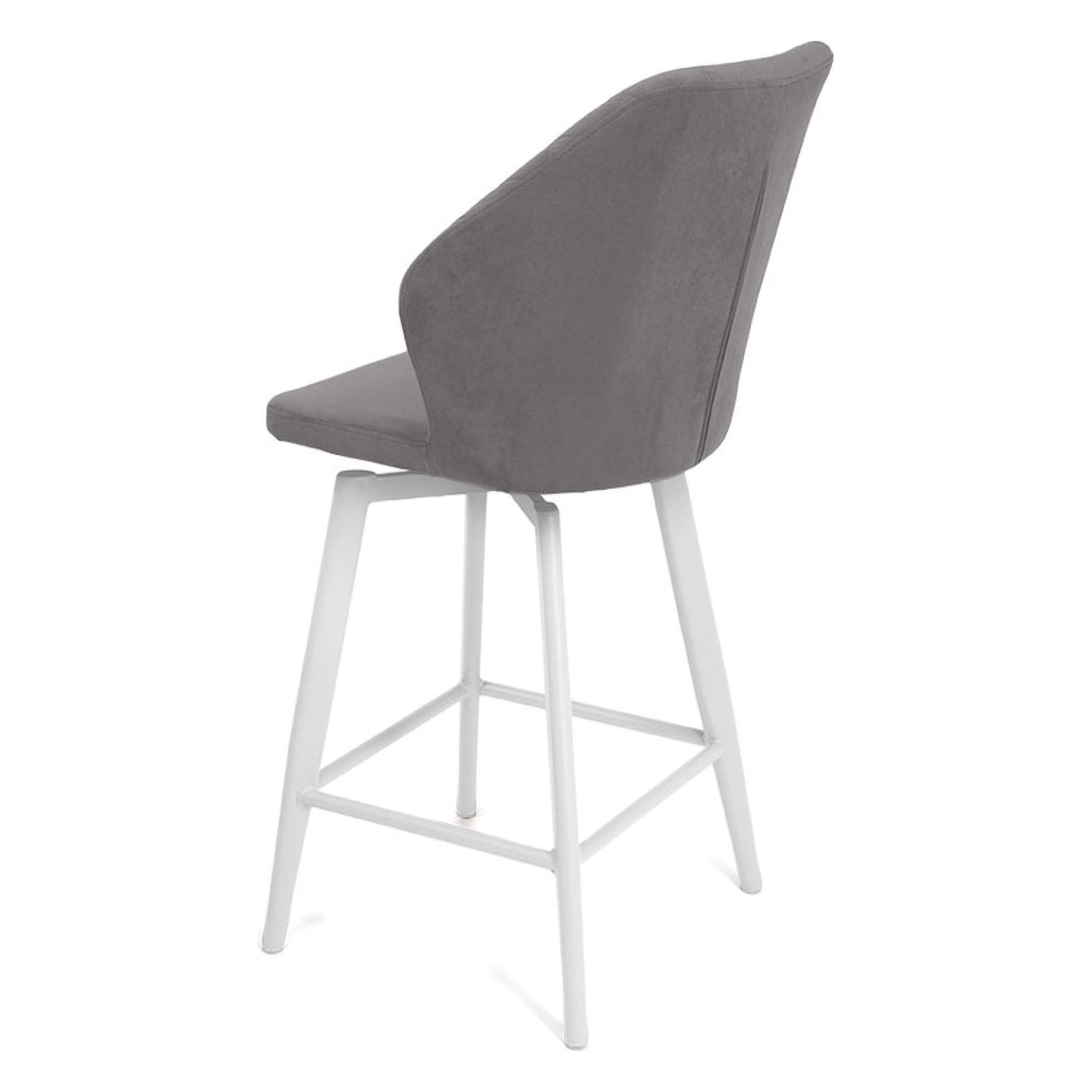 Барный стул мягкий серый с обивкой из велюра современный (арт 35429) - Фото 1