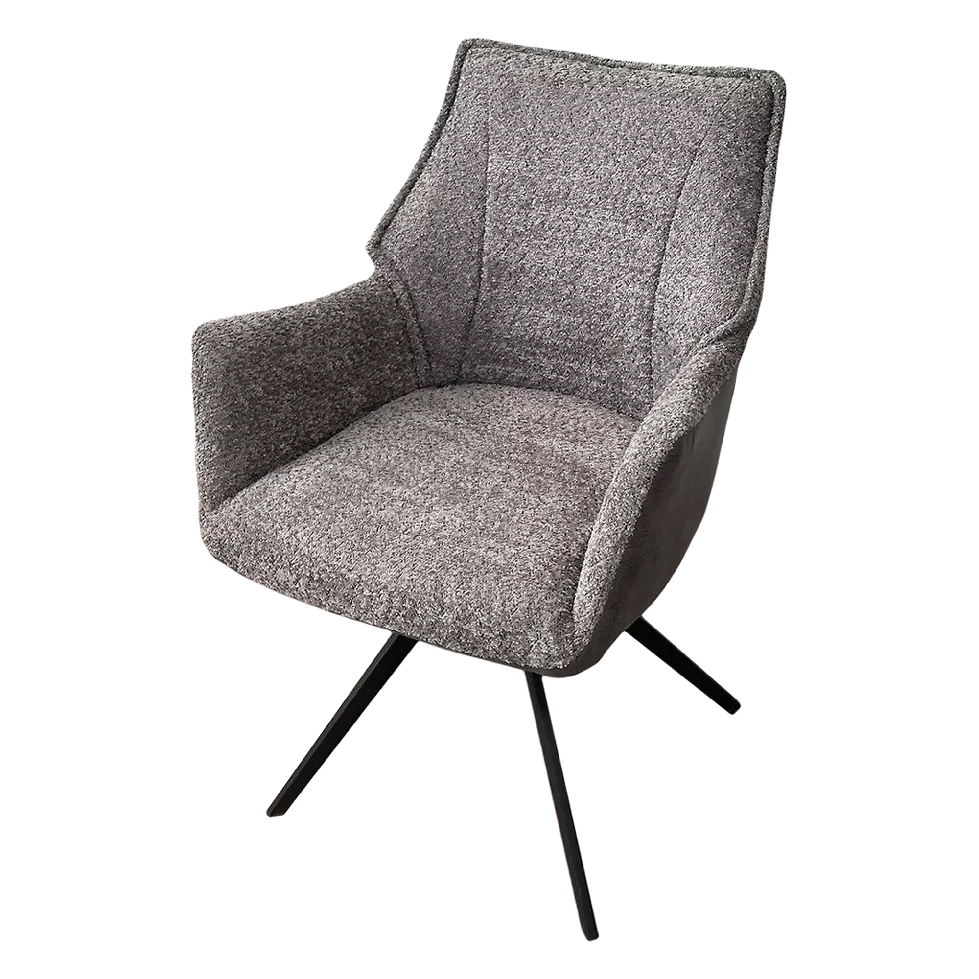 Полукресло на металлическом каркасе мягкое серое (арт 33664) - Фото 1