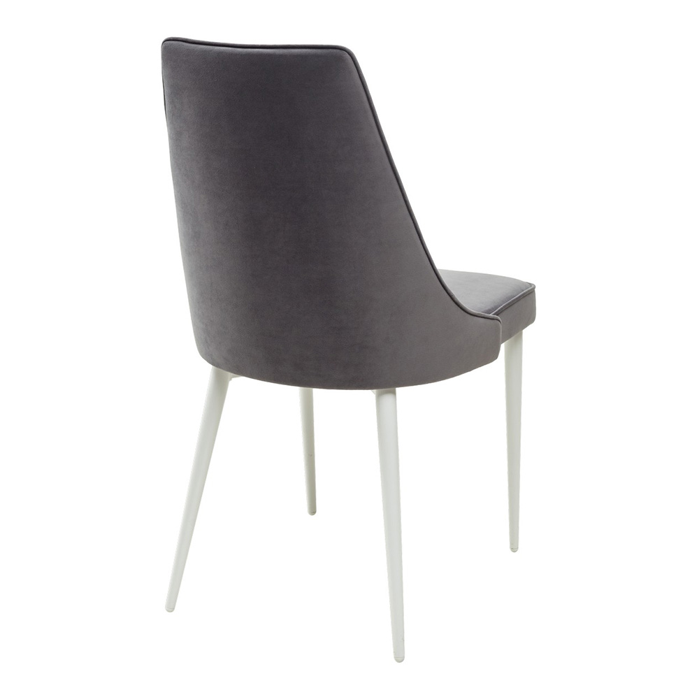 Стул ножки белые с мягкой обивкой серый из велюра (арт 11356) - Фото 1