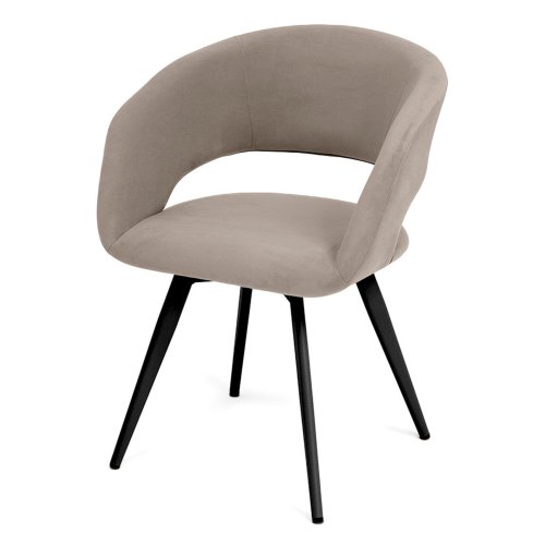 Стул на металлическом каркасе слоновая кость из велюра (арт 33607) - Фото 2