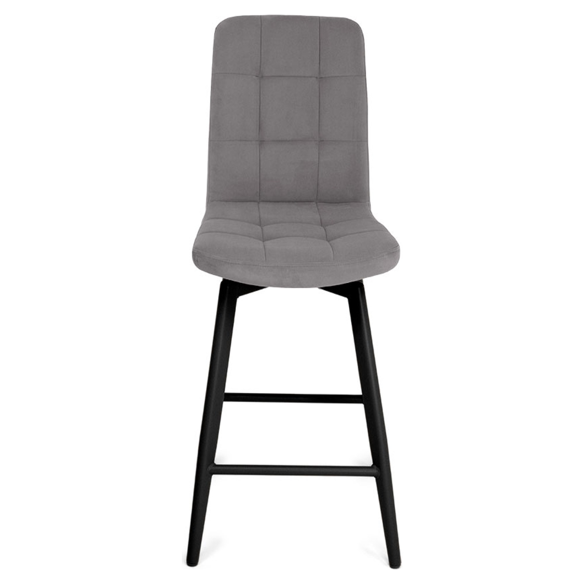 Стул полубарный серый велюровый современный (арт 35366) - Фото 1