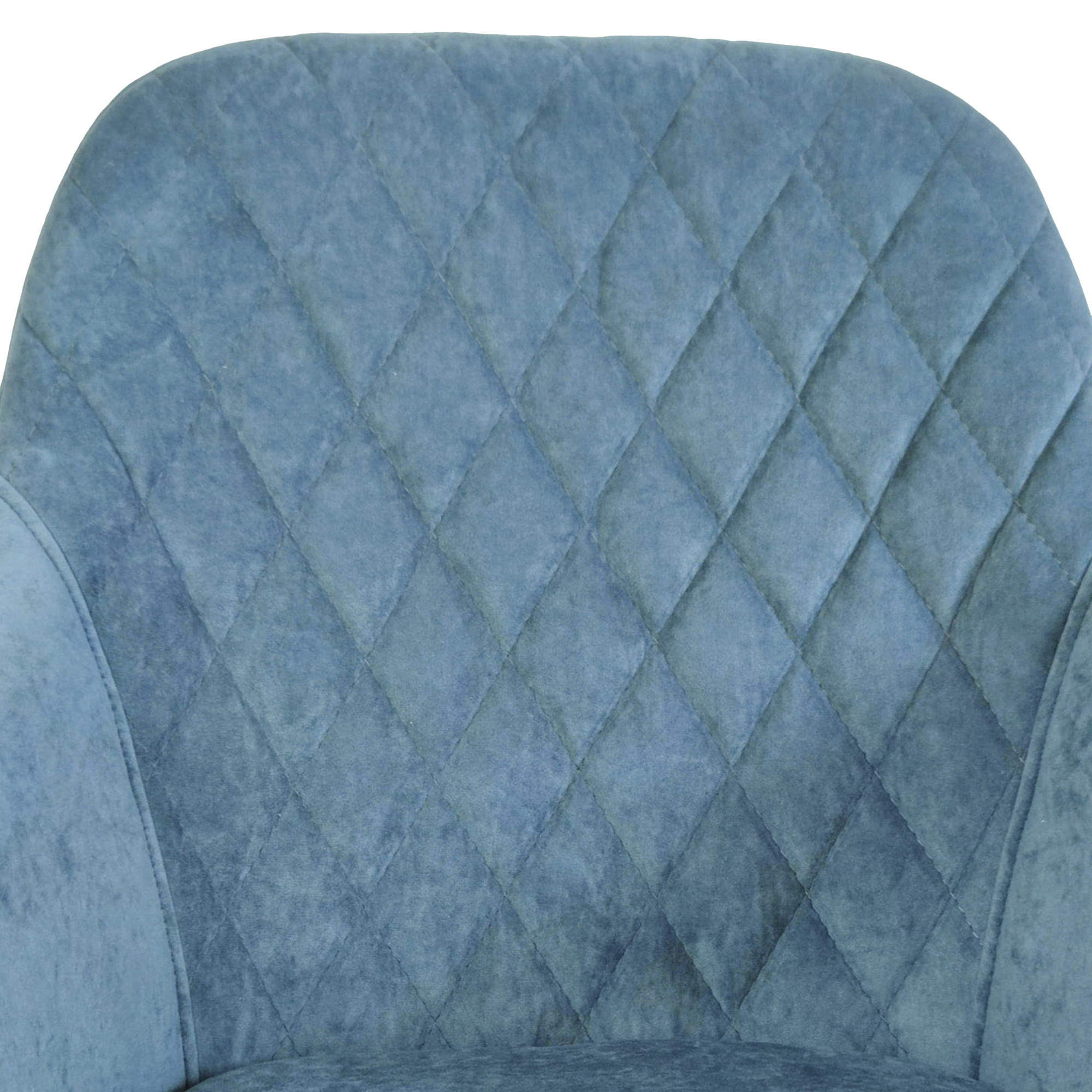 Стул-кресло с черными ножками с подлокотниками синий из велюра (арт 29483) - Фото 1