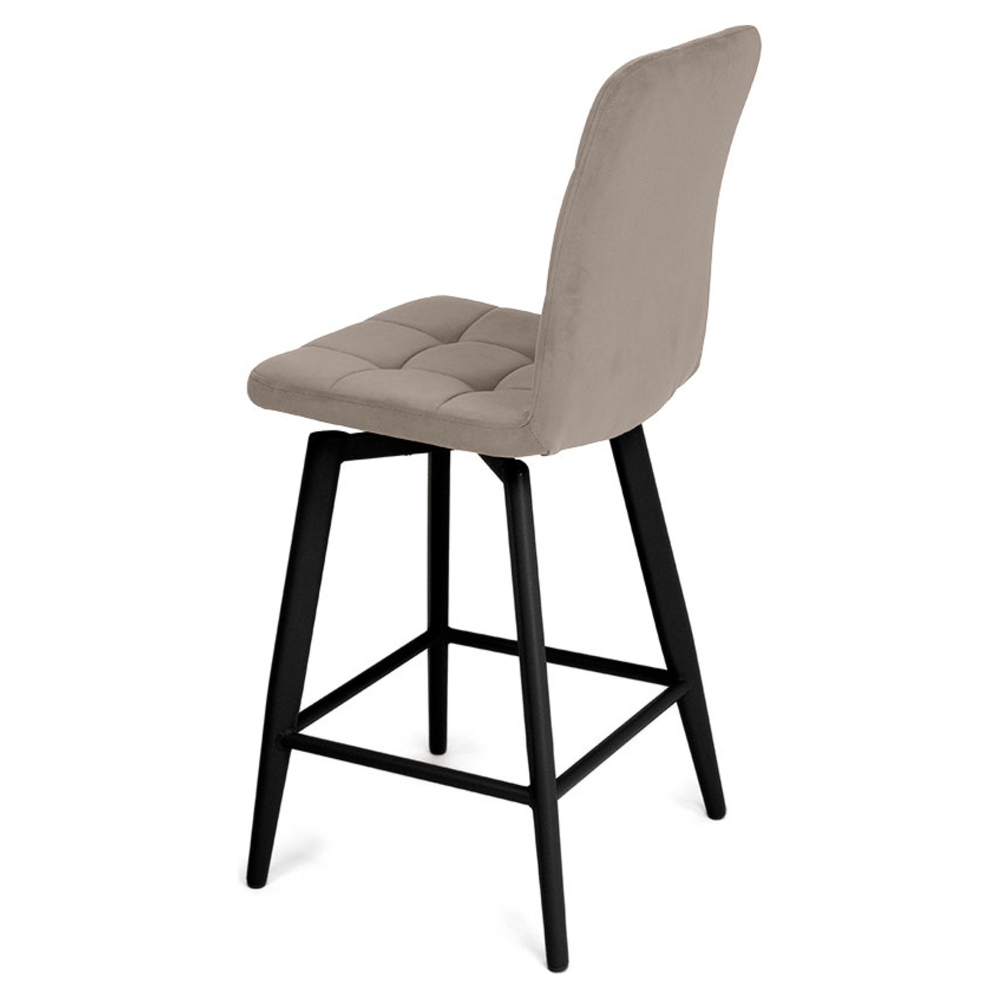 Полубарный стул на металлокаркасе слоновая кость велюровый (арт 35362) - Фото 1