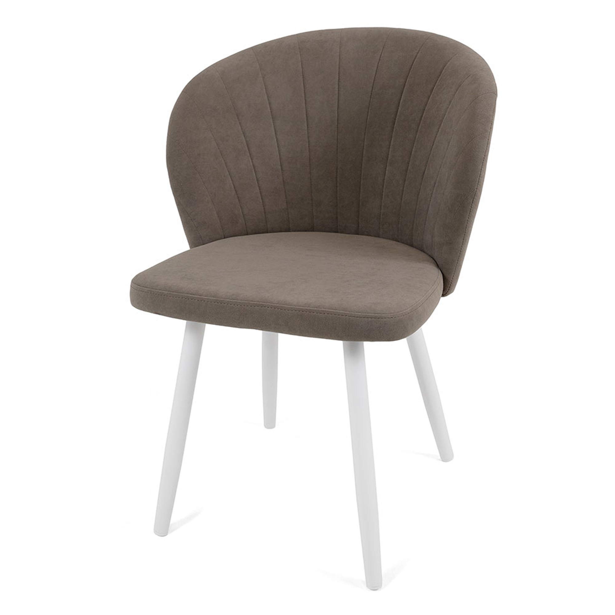 Стул на металлокаркасе с мягким сидением кремовый из велюра (арт 22325) - Фото 1