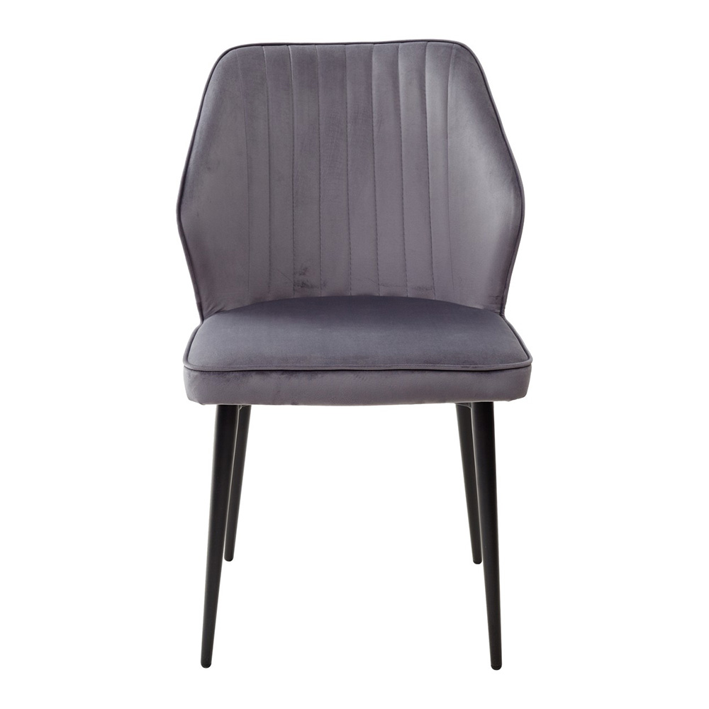 Стул кухонный ножки черные мягкий серый из велюра (арт 11610) - Фото 1